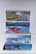 FOUR BOXED MOTORISED TOY VEHICLES, to include two Ripmax Tomkat boats, bother numbered B-RTR2100 but