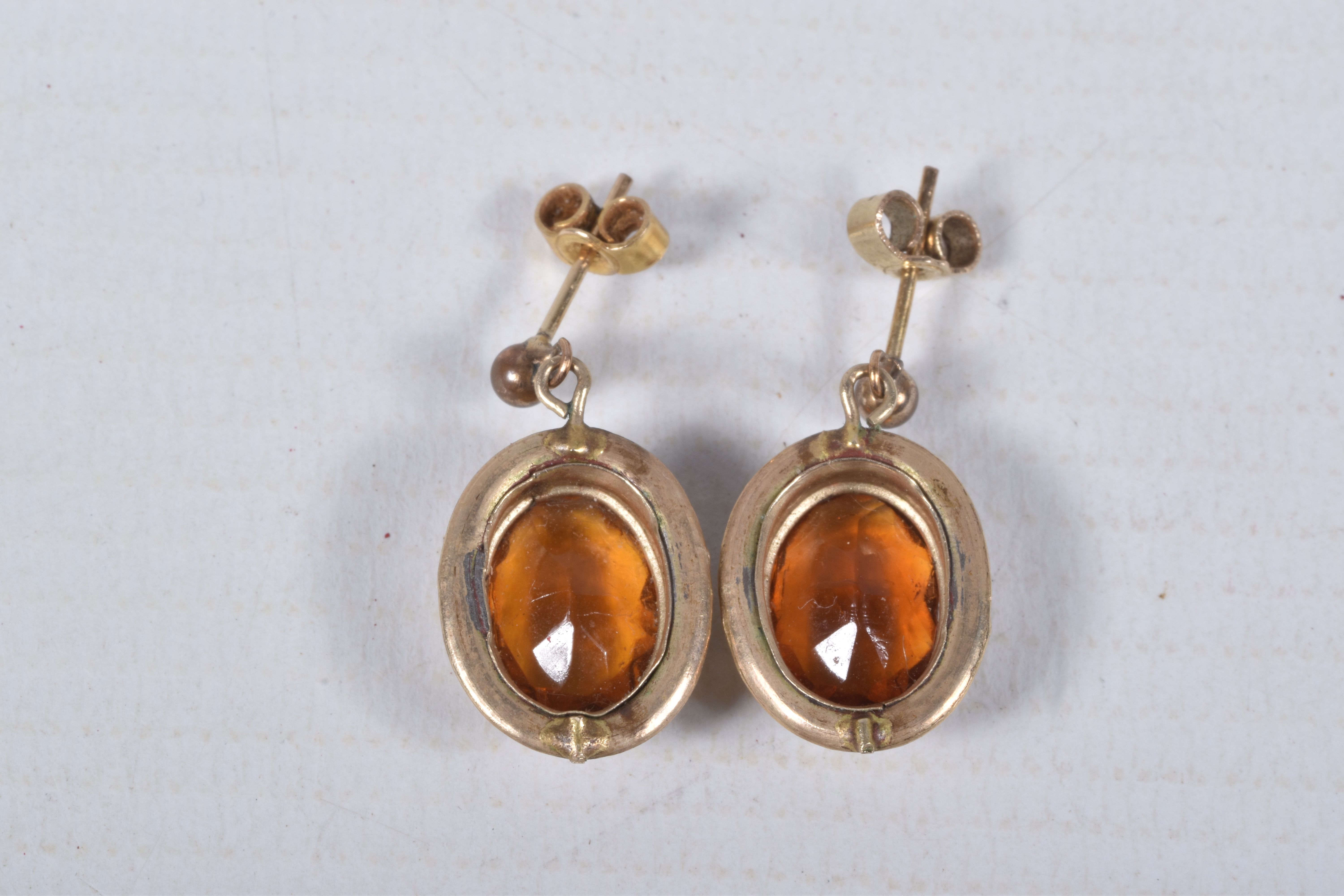 A CRESCENT BROOCH AND A PAIR OF EARRINGS, the crescent brooch, set with a row of graduating circular - Image 3 of 6