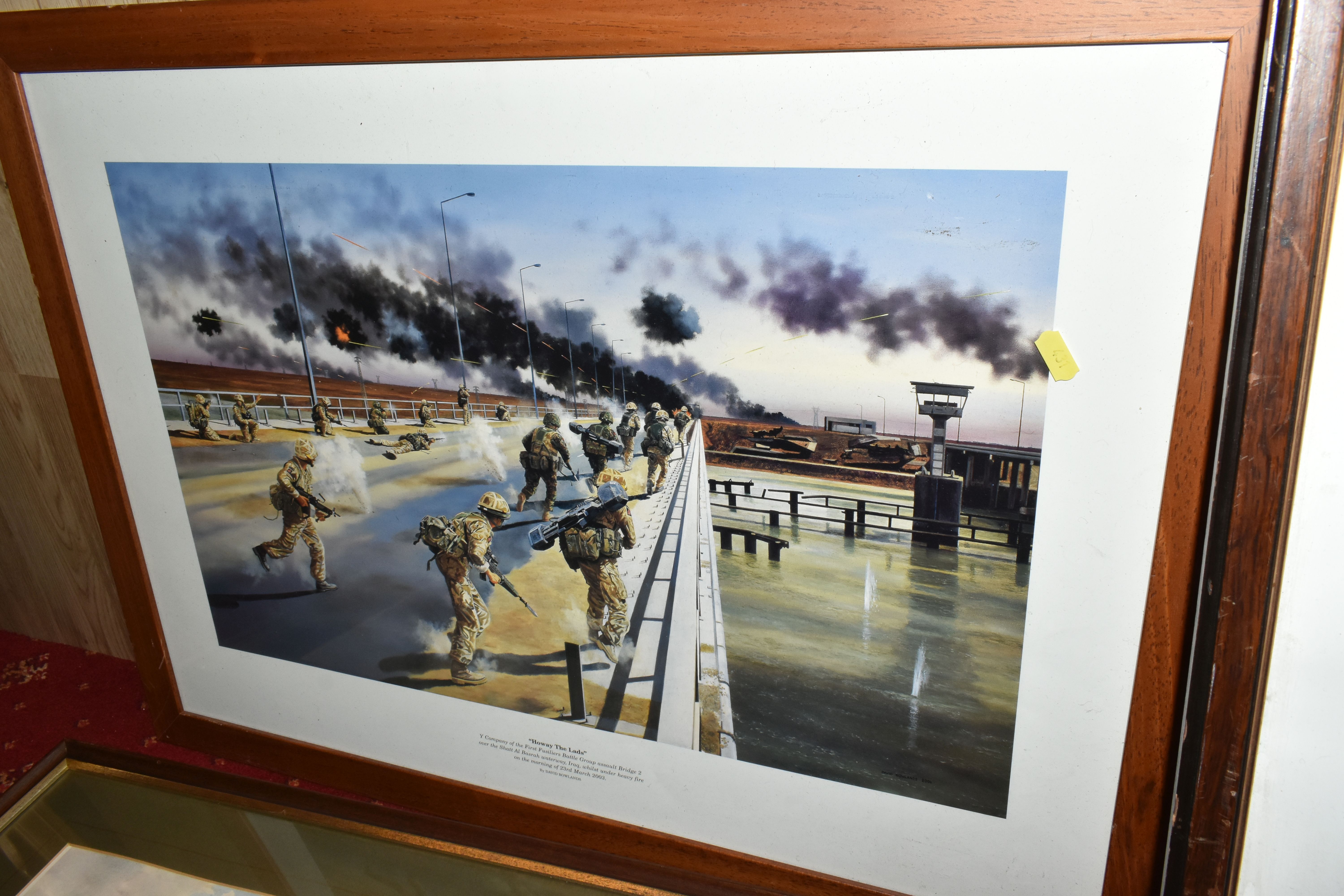 FIVE FRAMED MILITARY PRINTS BY DAVID ROWLANDS, to include a limited edition Zulu! print, numbered 52 - Image 12 of 13