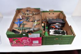 THREE BOXES OF BOXED AND UNBOXED MODEL VEHICLES AND AIRCRAFTS, some of the model aircrafts include a