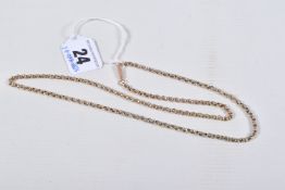 A YELLOW METAL BELCHER CHAIN, fitted with a barrel clasp stamped 9ct, length 560mm, approximate