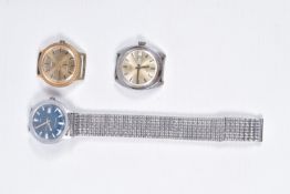 THREE GENTS 'TIMEX' WATCHES, all manual wind, two without straps/bracelets, the other with stretch