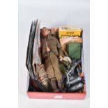 A QUANTITY OF ASSORTED ACTION MAN ITEMS, to include 1960's light brown moulded and painted hair