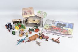 A QUANTITY OF ASSORTED TRACTOR AND FARM IMPLEMENT MODELS, to include Britains Fordson Major E27N