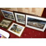 FIVE FRAMED MILITARY PRINTS BY DAVID ROWLANDS, to include a limited edition Zulu! print, numbered 52