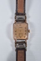 A GENTS 'ALADIN' WRISTWATCH, manual wind, rectangular gold tone dial signed 'Aladin', Arabic