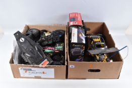 THREE BOXES OF LOOSE RC CARS, CONTROLLERS AND PARTS, all in an AF condition, including Kyosho