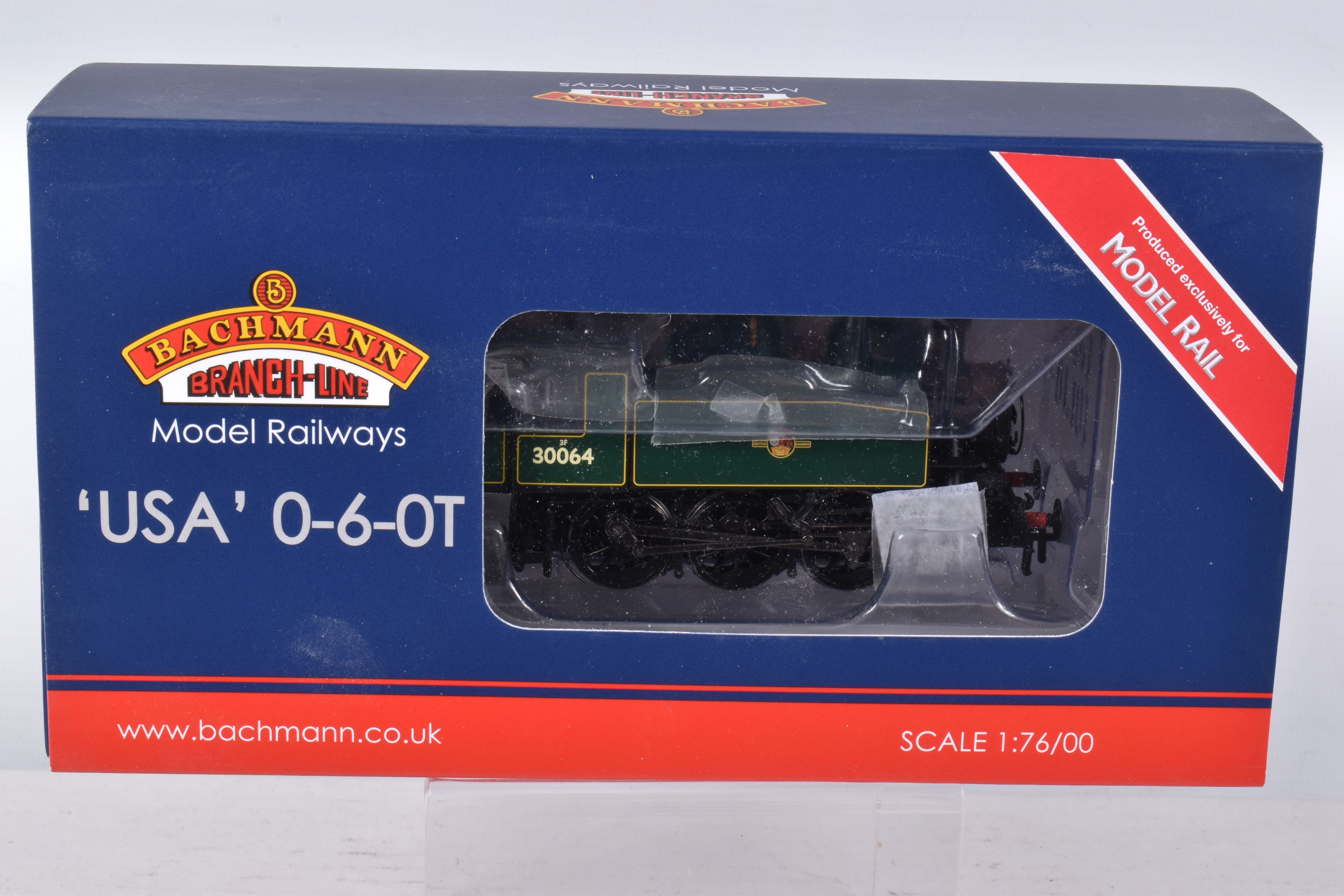 A BOXED OO GAUGE BACHMANN BRANCHLINE MODEL RAILWAY LOCOMOTIVE USA 0-6-0T no. 30064 in BR Lined