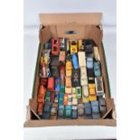 A QUANTITY OF UNBOXED AND ASSORTED PLAYWORN DIECAST VEHICLES, to include Tri-ang Spot-On Austin