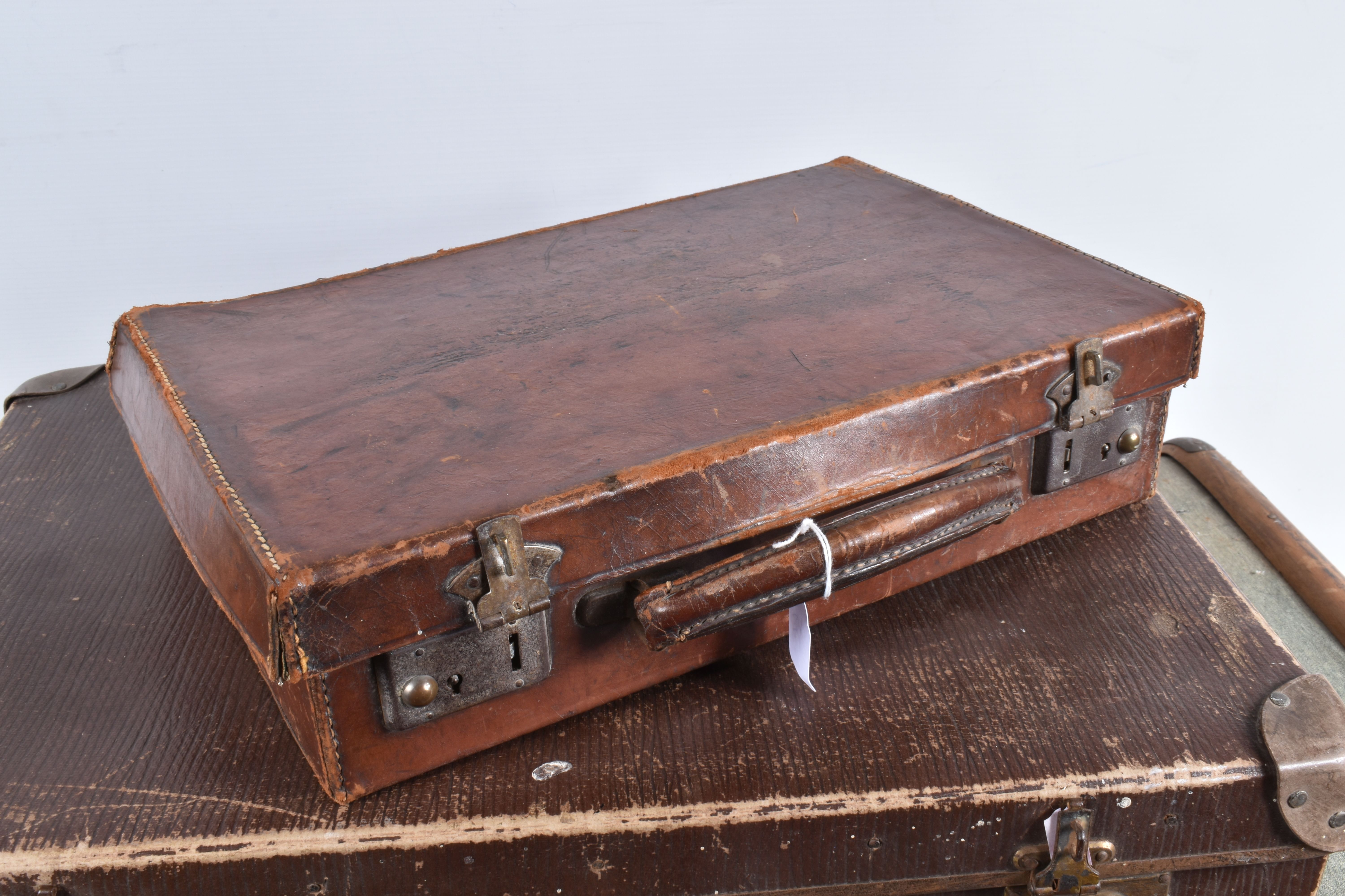 TWO VINTAGE SUITCASES AND A TRAVELLING TRUNK, the trunk was sent to a Dr Fletcher in - Image 2 of 11