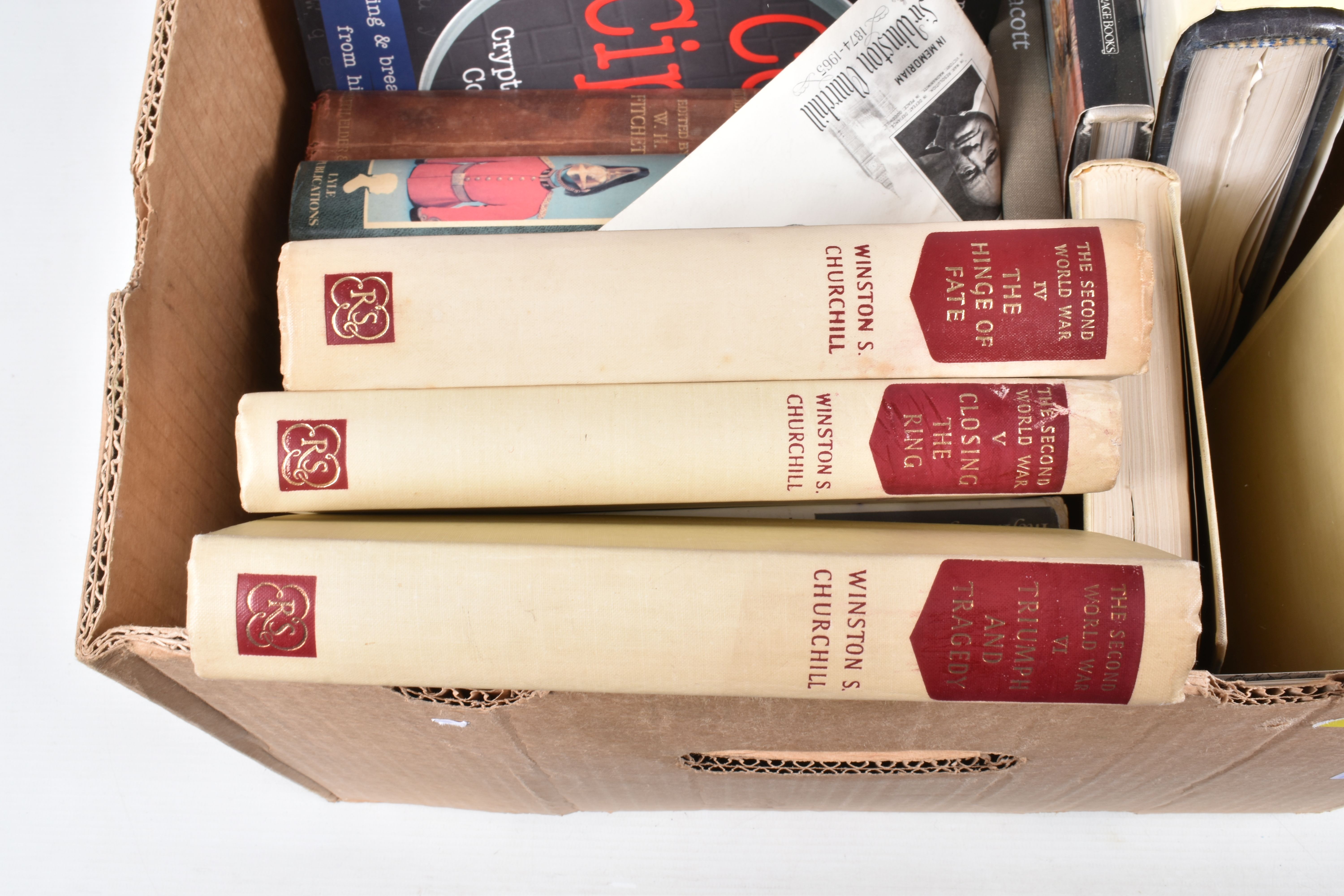 TWO BOXES OF MILITARY RELATED HARDBACK AND PAPERBACK BOOKS AND OTHER MILITARY ITEMS, books include - Image 7 of 9