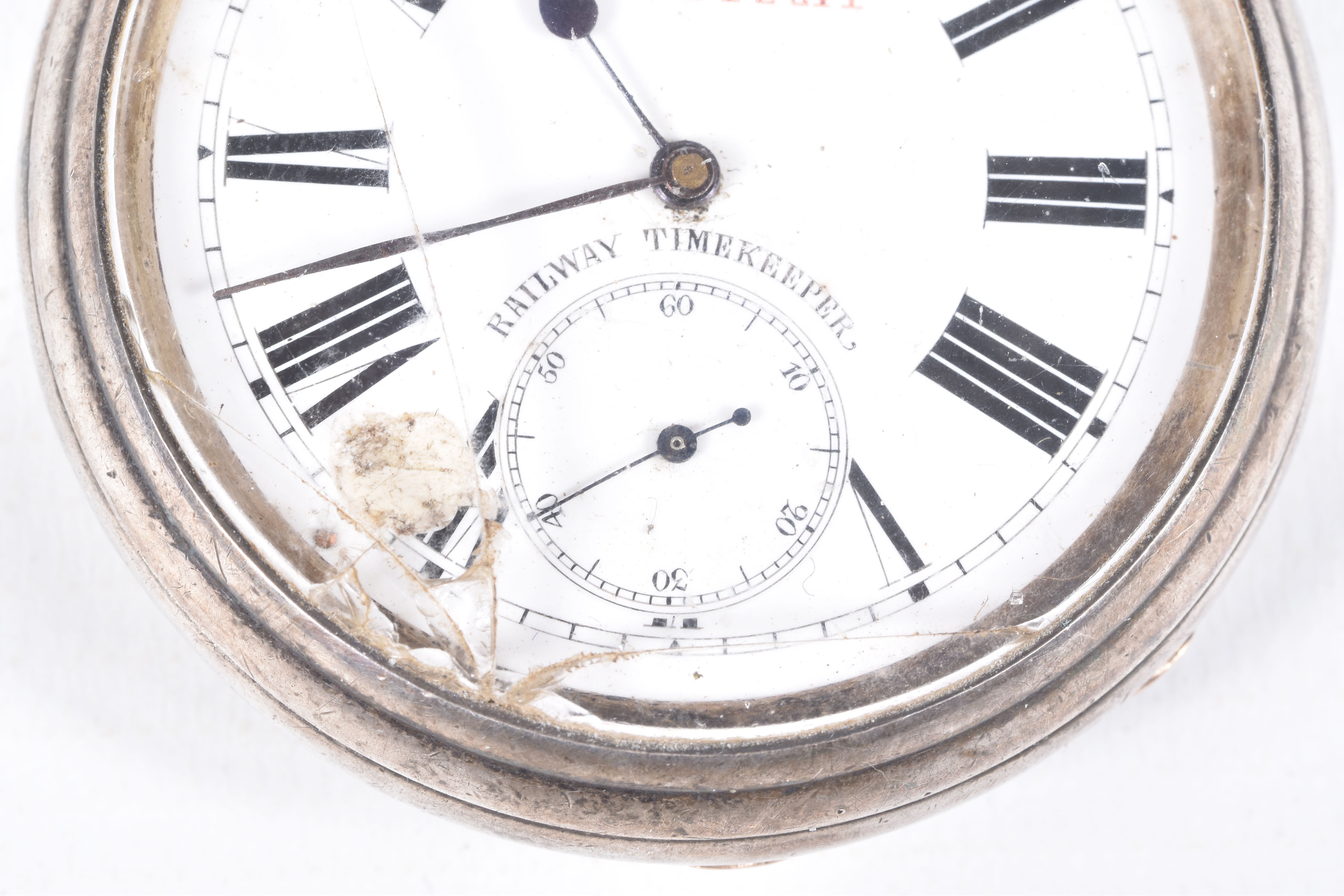 A LATE VICTORIAN SILVER OPEN FACE POCKET WATCH, AF manual wind, round white dial signed 'Tempus - Image 2 of 6