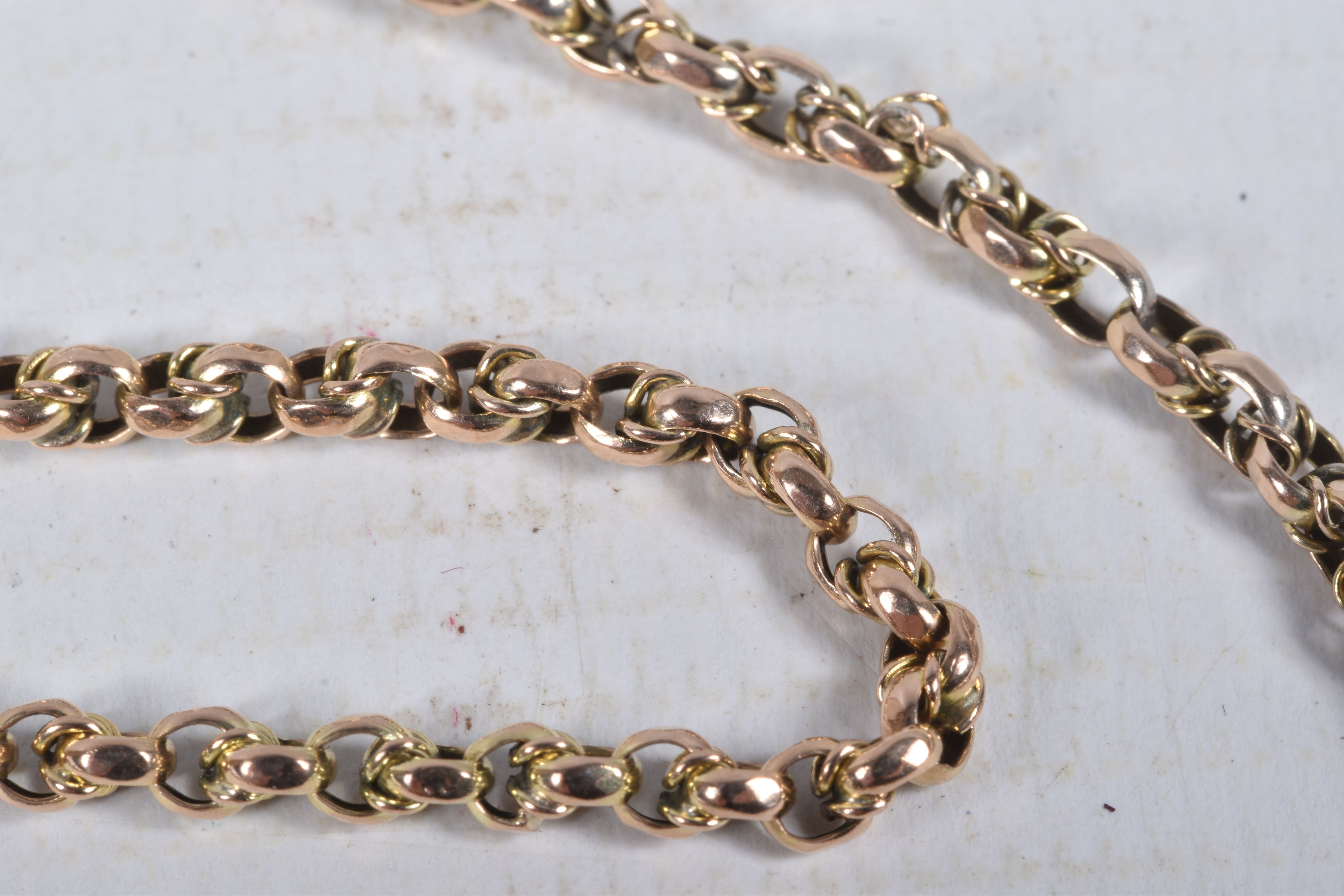 A YELLOW METAL BELCHER CHAIN, fitted with a barrel clasp stamped 9ct, length 560mm, approximate - Image 2 of 4
