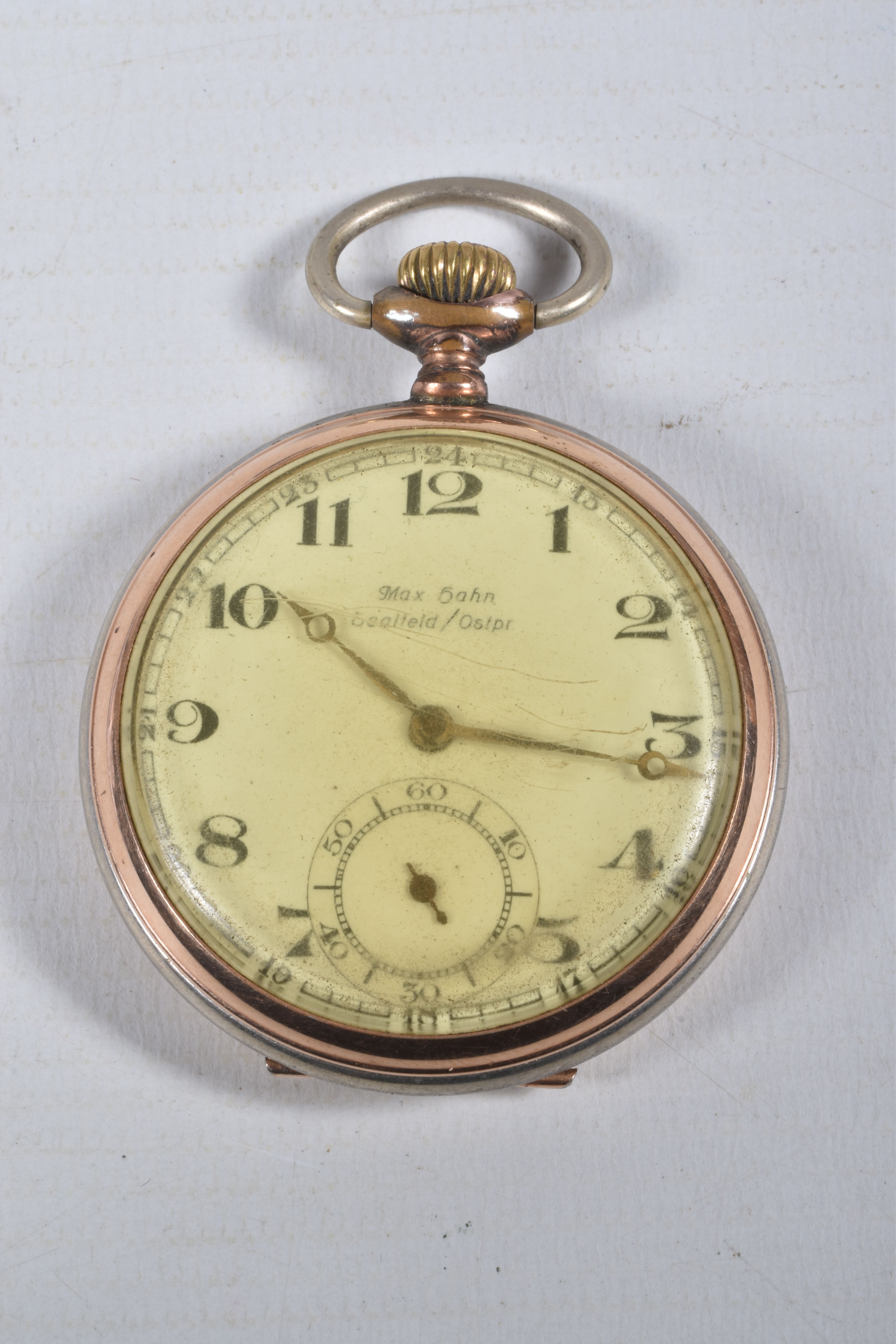 TWO POCKET WATCHES, to include a manual wind, open face pocket watch, bi-colour plated case, dial - Image 6 of 10