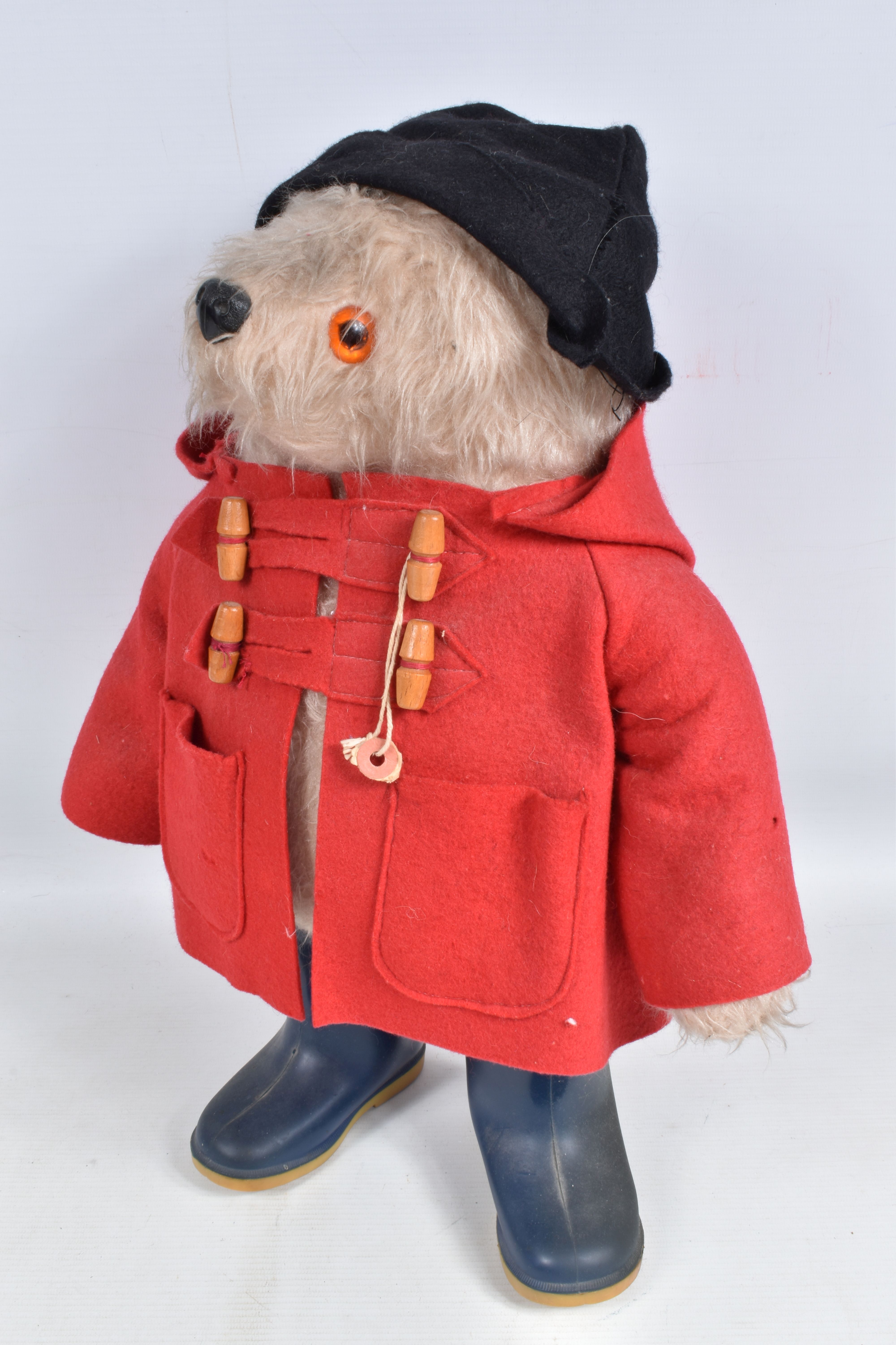 THREE GABRIELLE DESIGNS PADDINGTON BEAR SOFT TOYS, one with red duffle coat, black hat and blue - Image 5 of 10