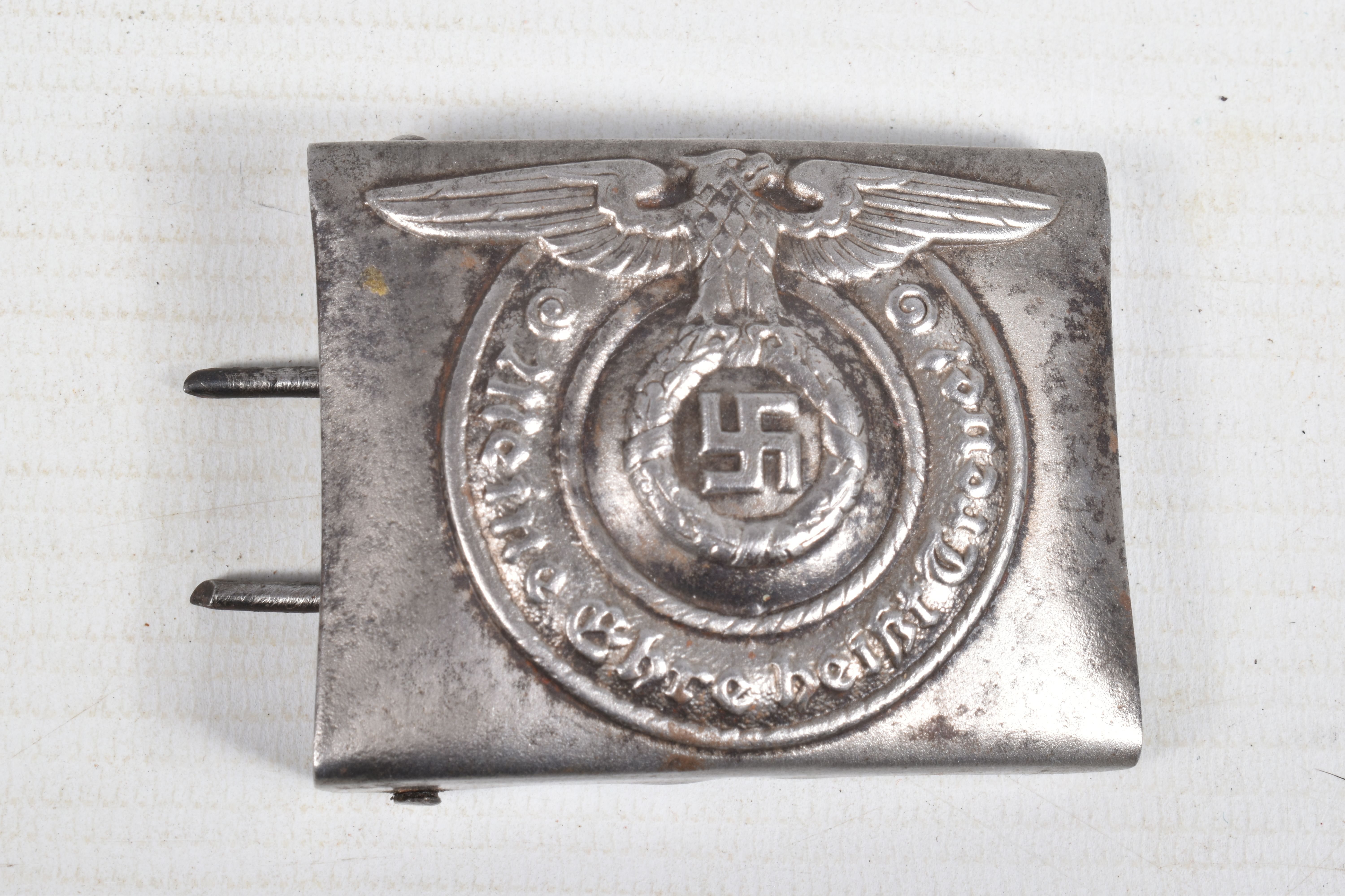 FOUR GERMAN WWII STYLE BELT BUCKLES, these buckles include one Luftwaffe and three SS buckles, the - Image 3 of 11