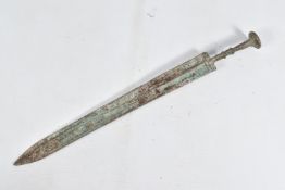 A CHINESE BRONZE SWORD IN THE HAN DYNASTY STYLE, the information was supplied by the vendor but it