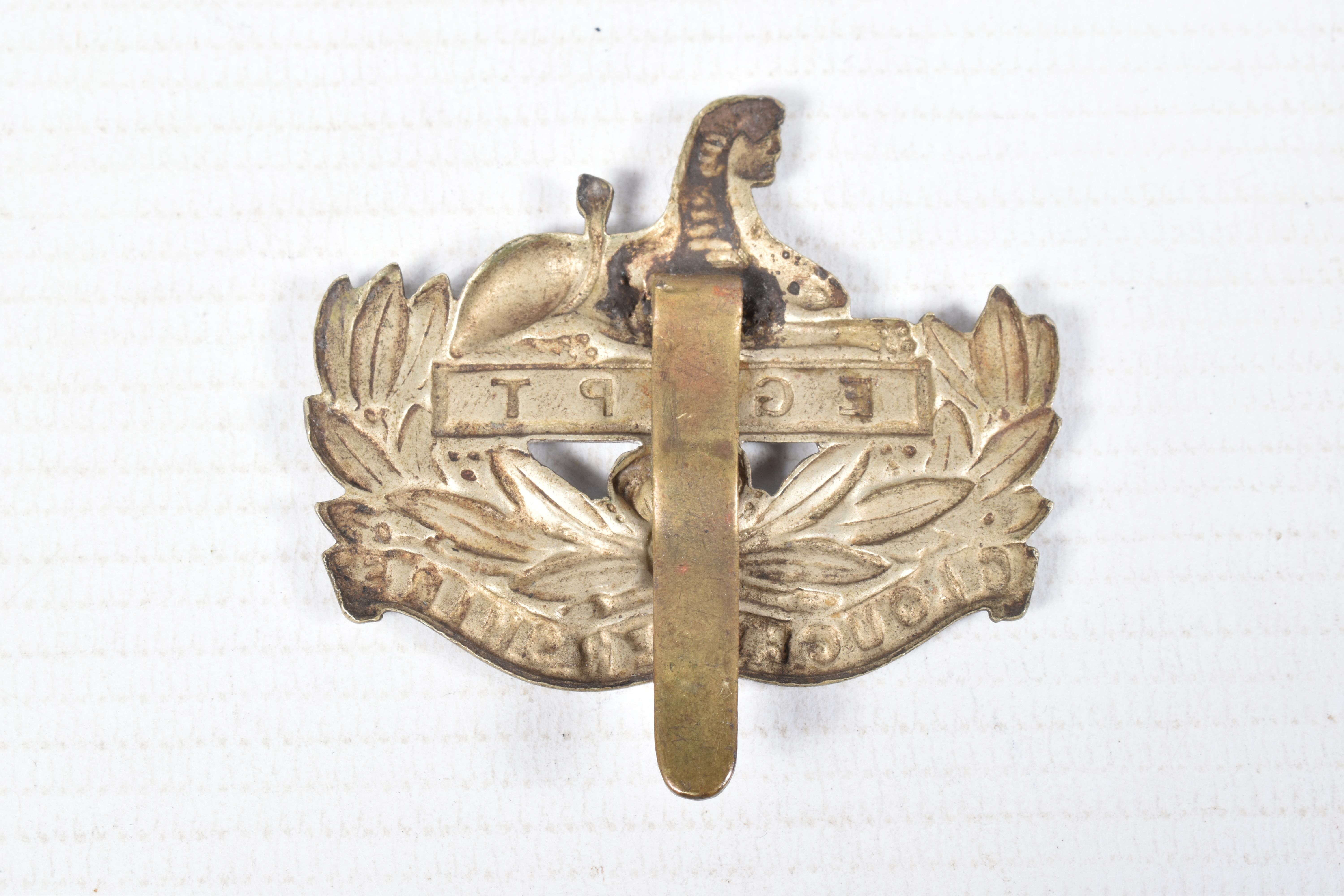 A WWI PAIR OF DURHAM LIGHT INFANTRY MEDALS AND TWO CAP BADGES, the medals are both correctly named - Image 5 of 15