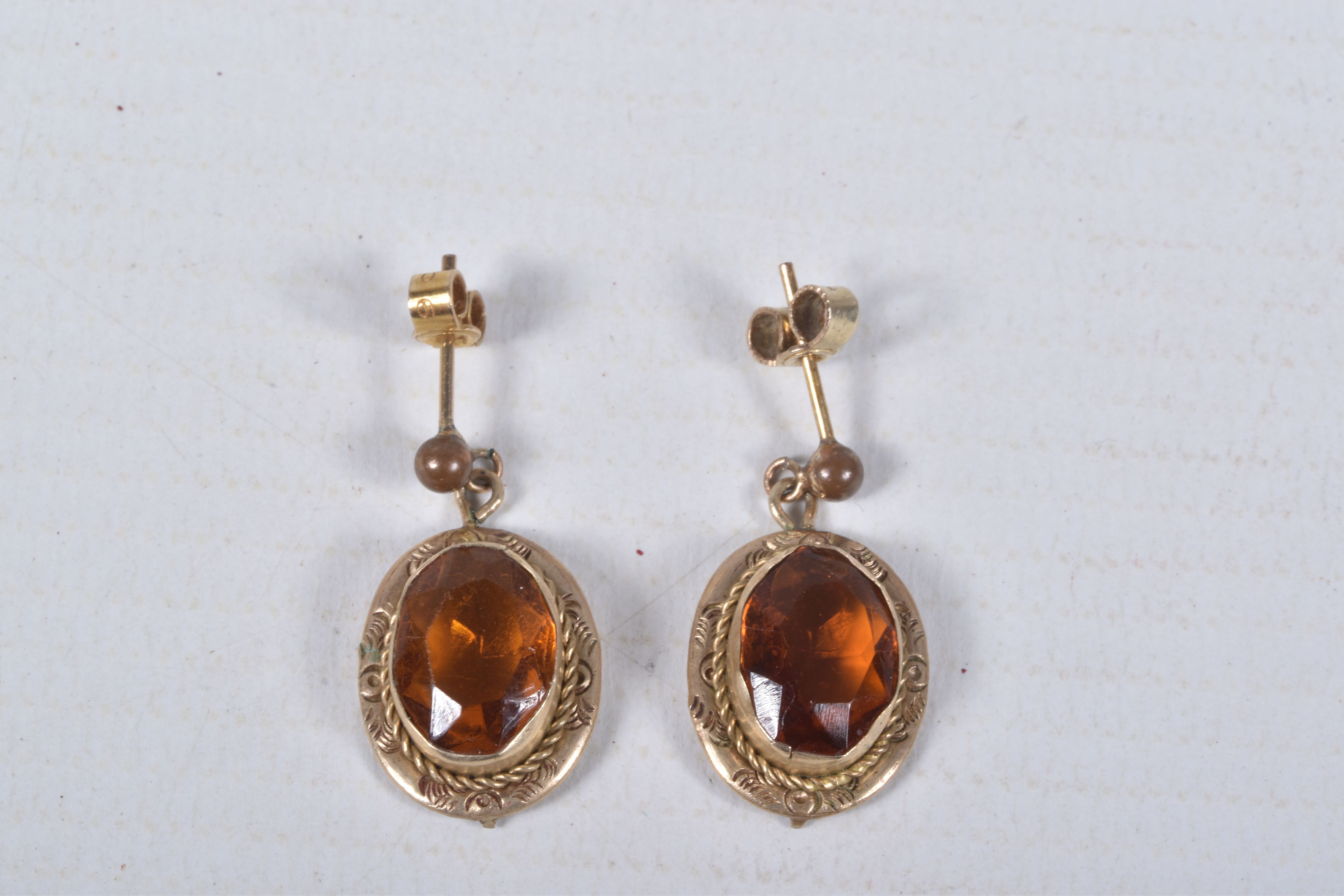 A CRESCENT BROOCH AND A PAIR OF EARRINGS, the crescent brooch, set with a row of graduating circular - Image 2 of 6