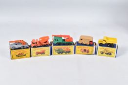 FIVE BOXED MATCHBOX SERIES DIECAST LORRY/TRUCK MODELS, Euclid Dump Truck, No.6, Foden Cement