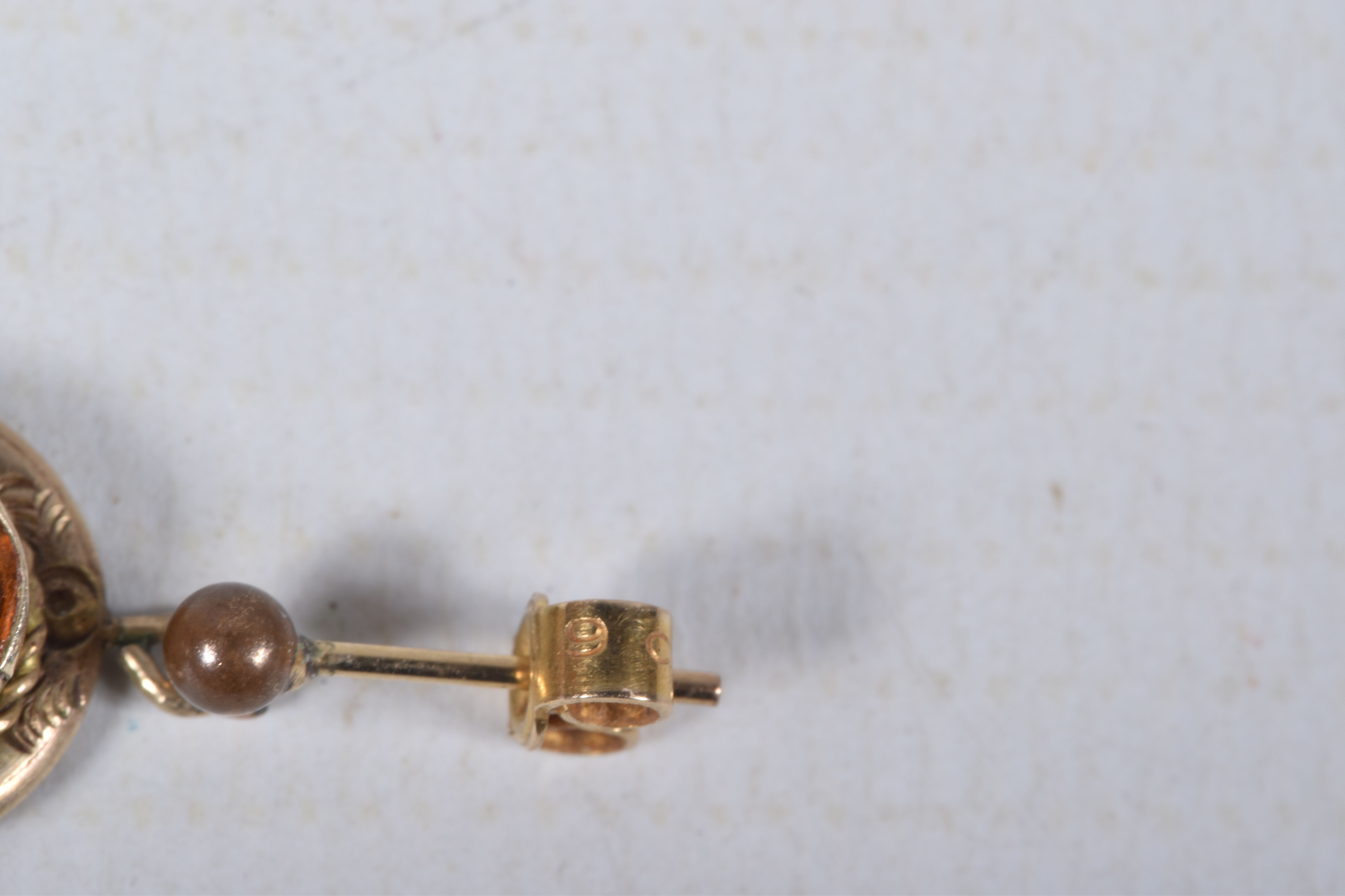 A CRESCENT BROOCH AND A PAIR OF EARRINGS, the crescent brooch, set with a row of graduating circular - Image 4 of 6