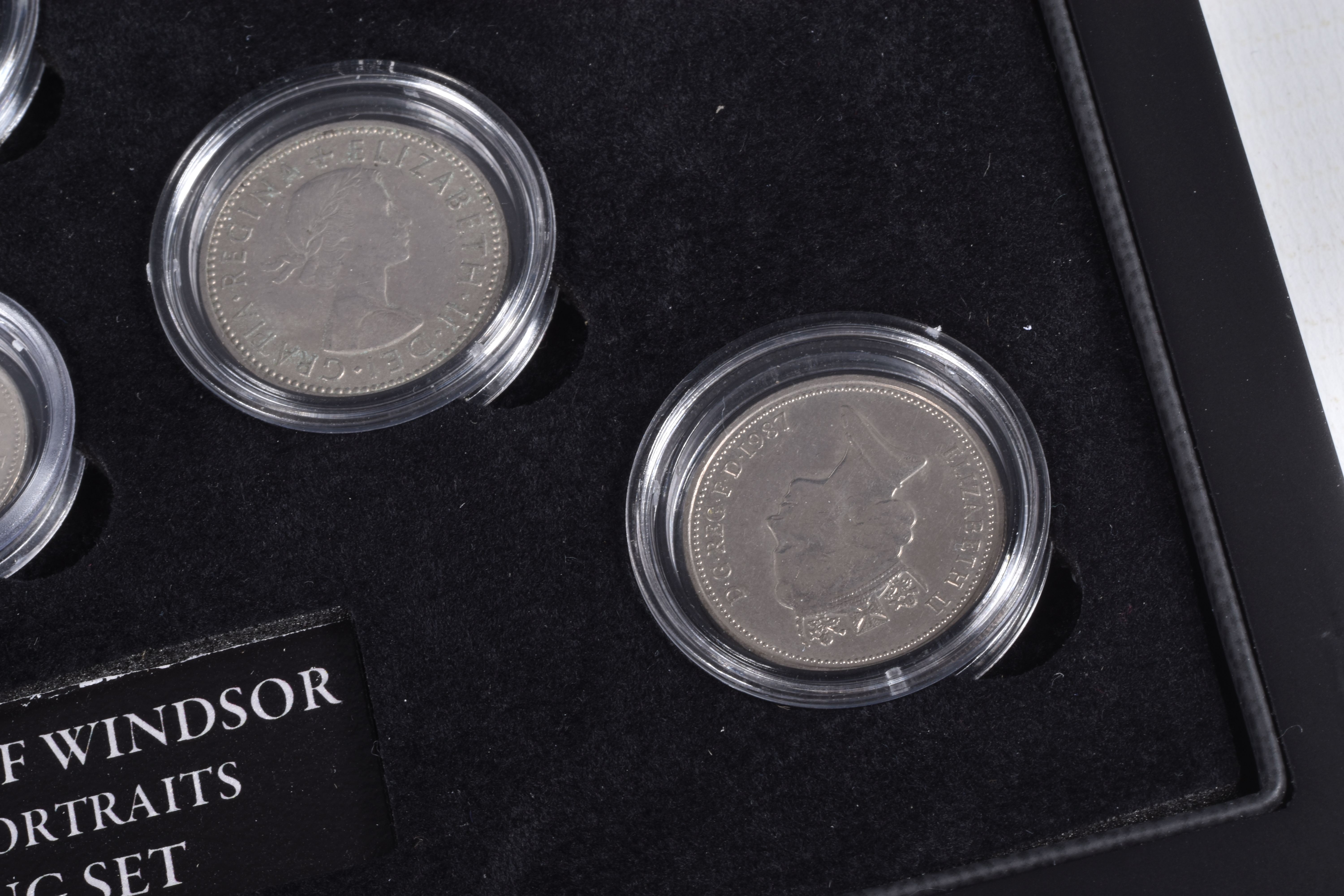 A CASED SET OF COMMEMORATIVE COINS, The House of Windsor coinage portraits shilling set by The - Image 6 of 9