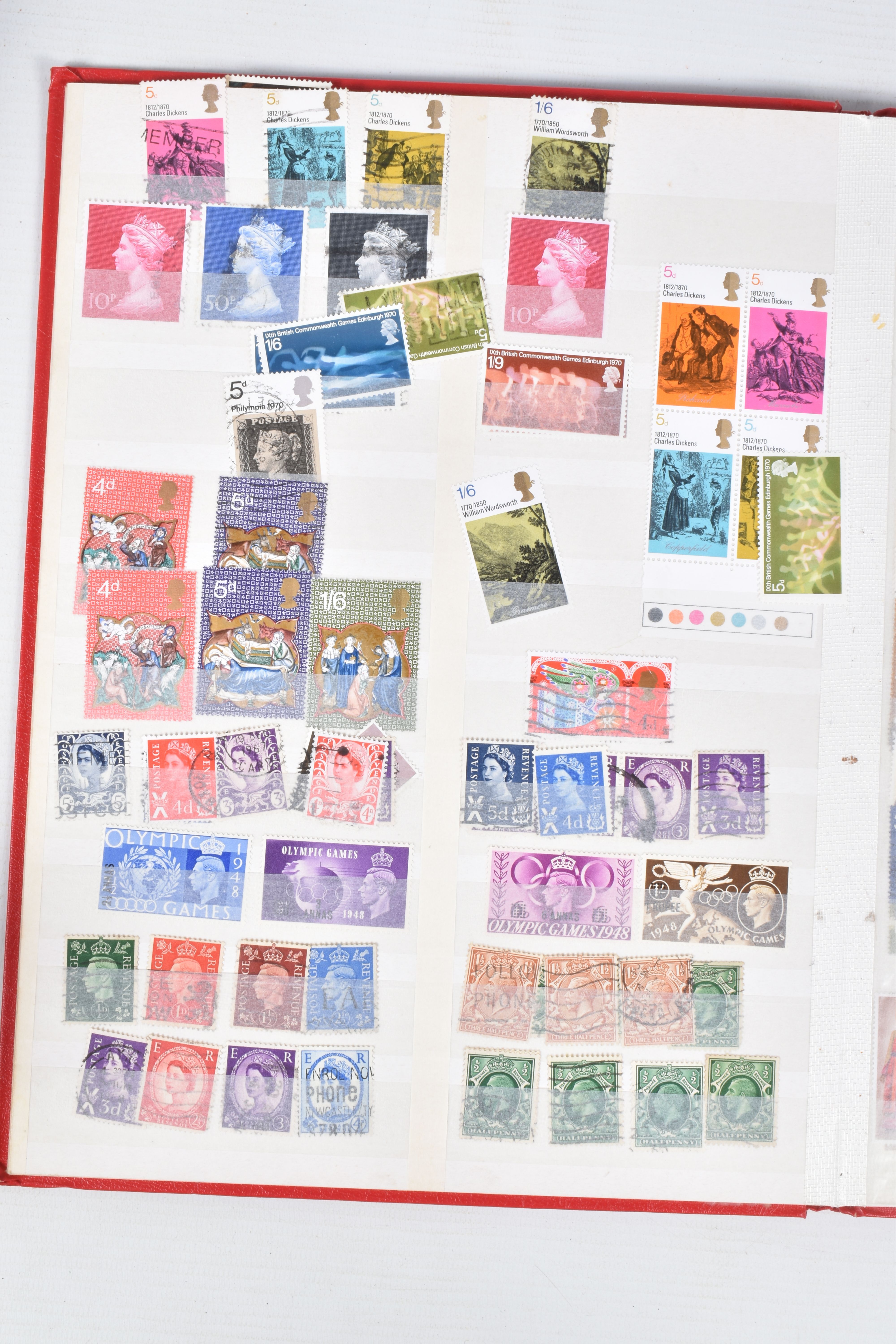 LARGE BOX OF STAMPS IN 3 ALBUMS AND LOOSE. Mainly GB from 1970s and 80s. we note 1973 TL gutter pair - Image 8 of 20