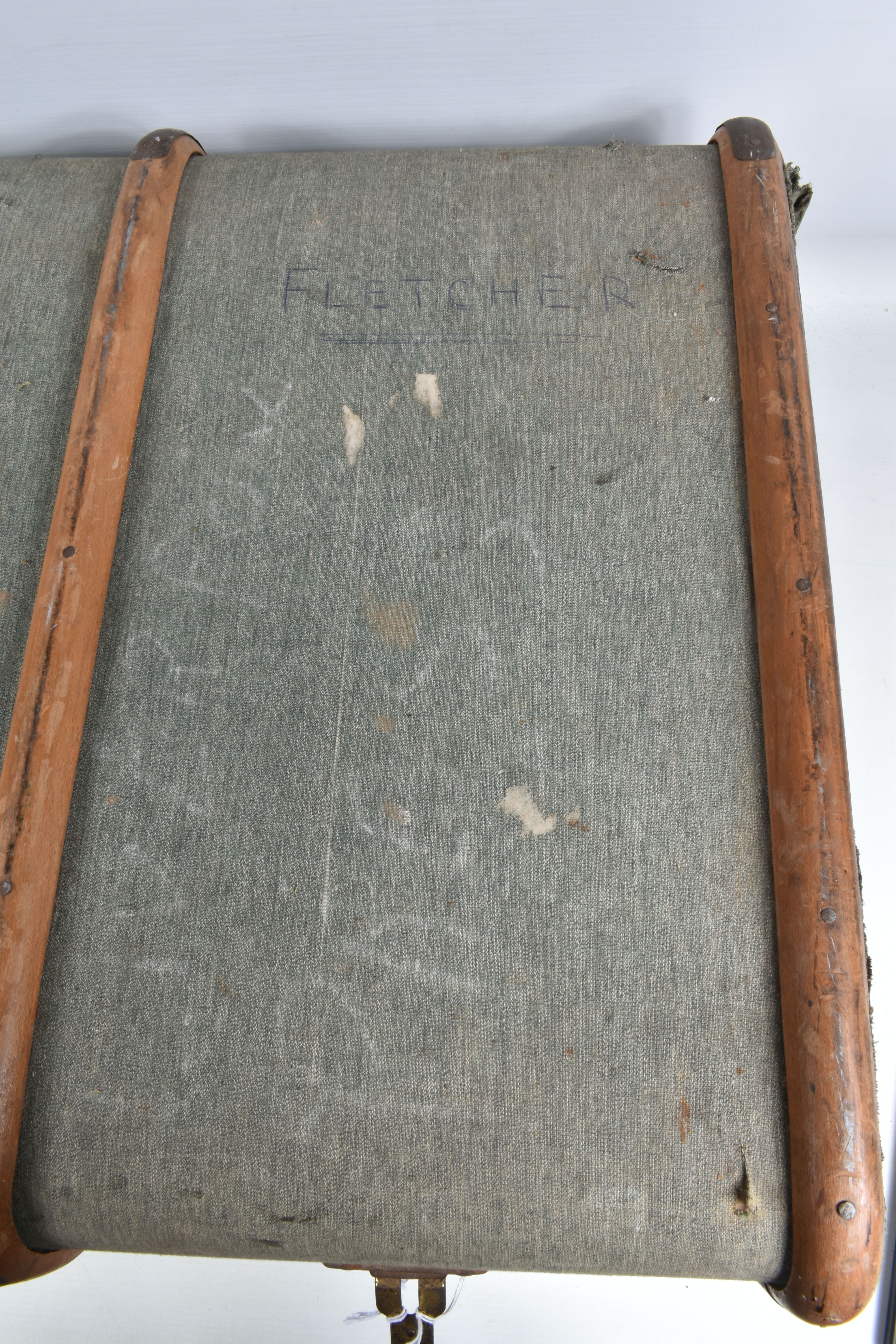 TWO VINTAGE SUITCASES AND A TRAVELLING TRUNK, the trunk was sent to a Dr Fletcher in - Image 8 of 11