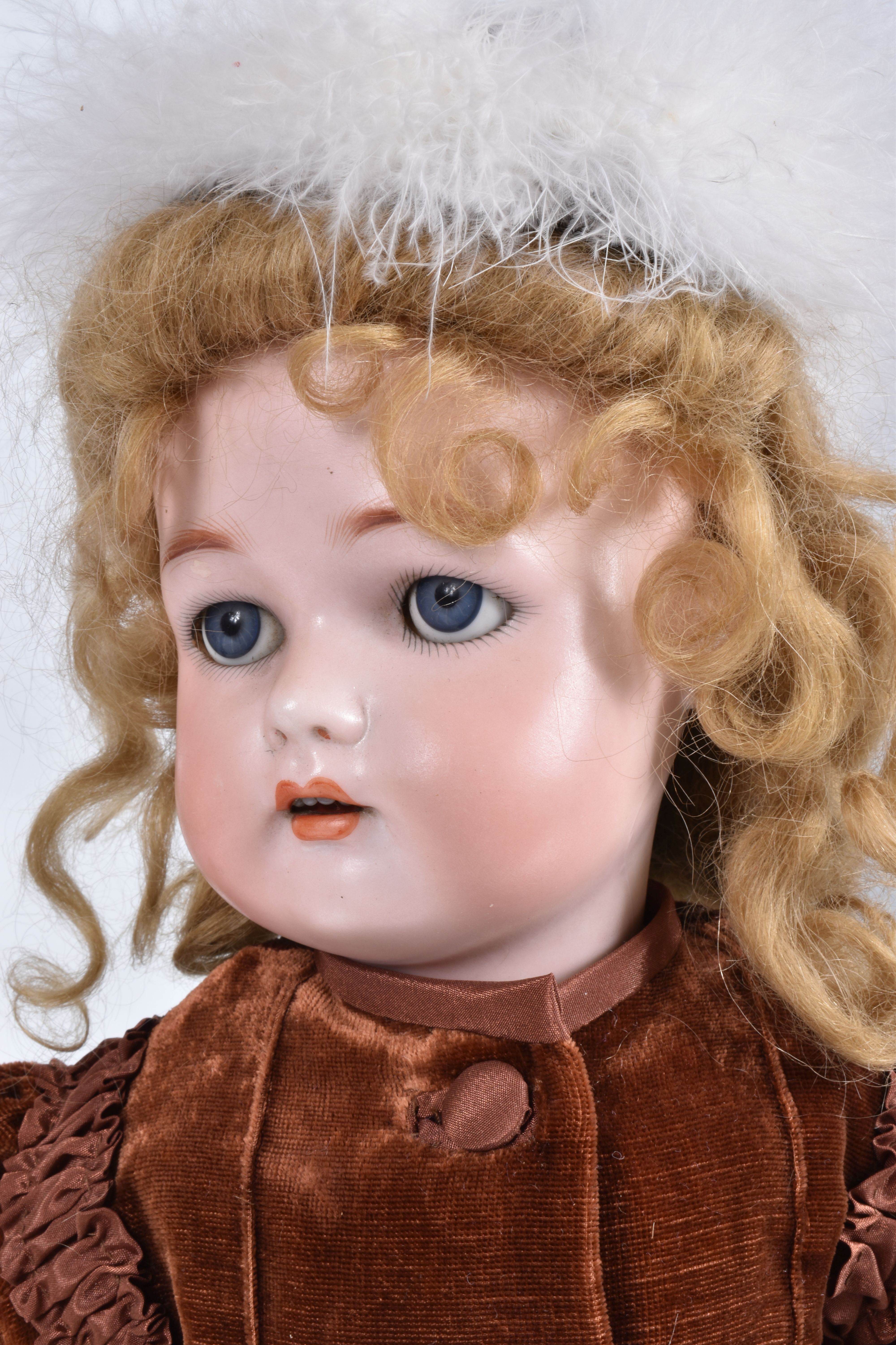 A MAX HANDWERCK BISQUE HEAD DOLL, nape of neck marked 'Max Handwerck Germany 7½', sleeping blue - Image 2 of 12