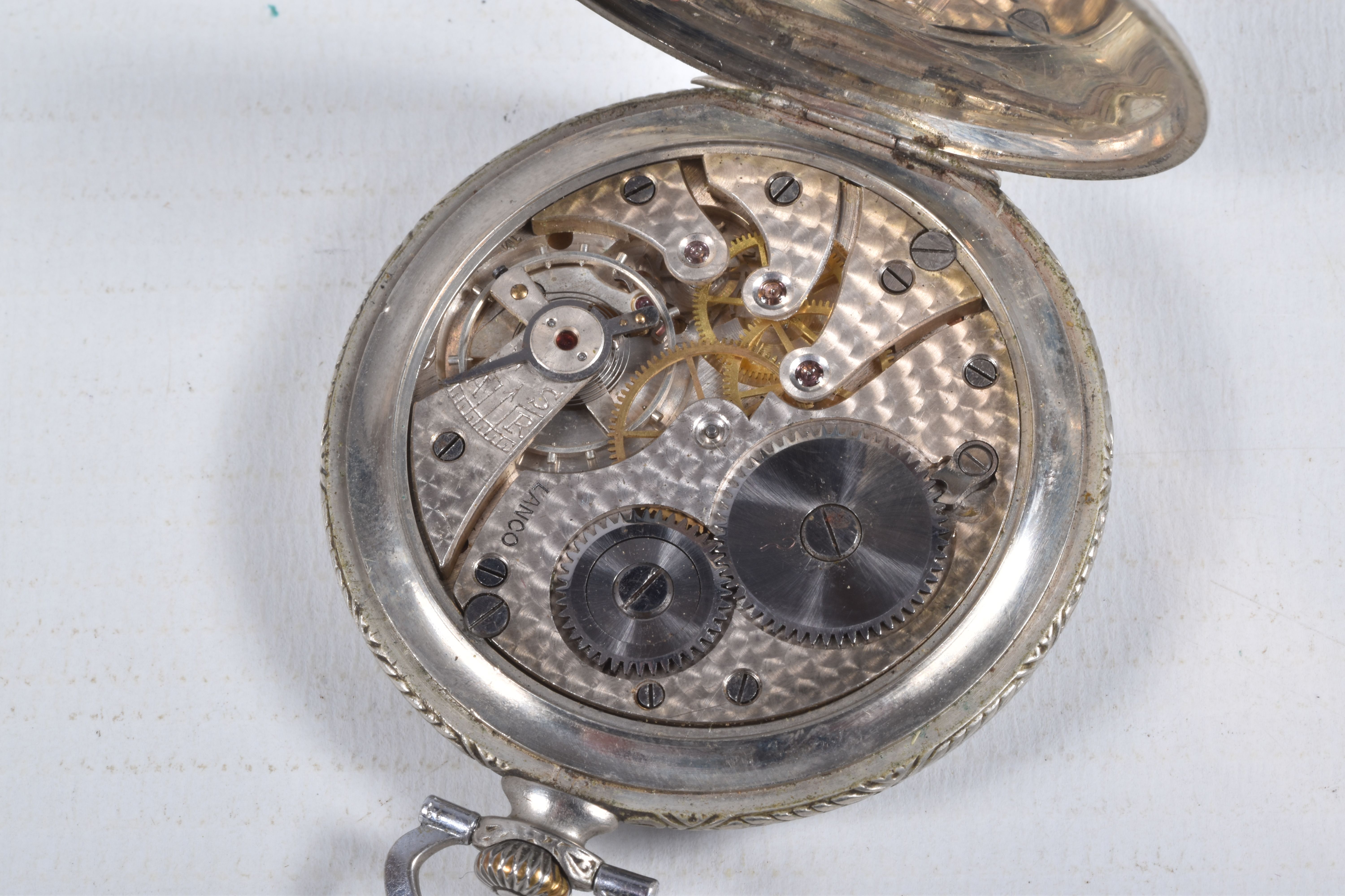TWO POCKET WATCHES, to include a manual wind, open face pocket watch, bi-colour plated case, dial - Image 5 of 10