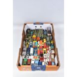 A QUANTITY OF UNBOXED AND ASSORTED PLAYWORN DIECAST VEHICLES, to include Tri-ang Spot-On Aston