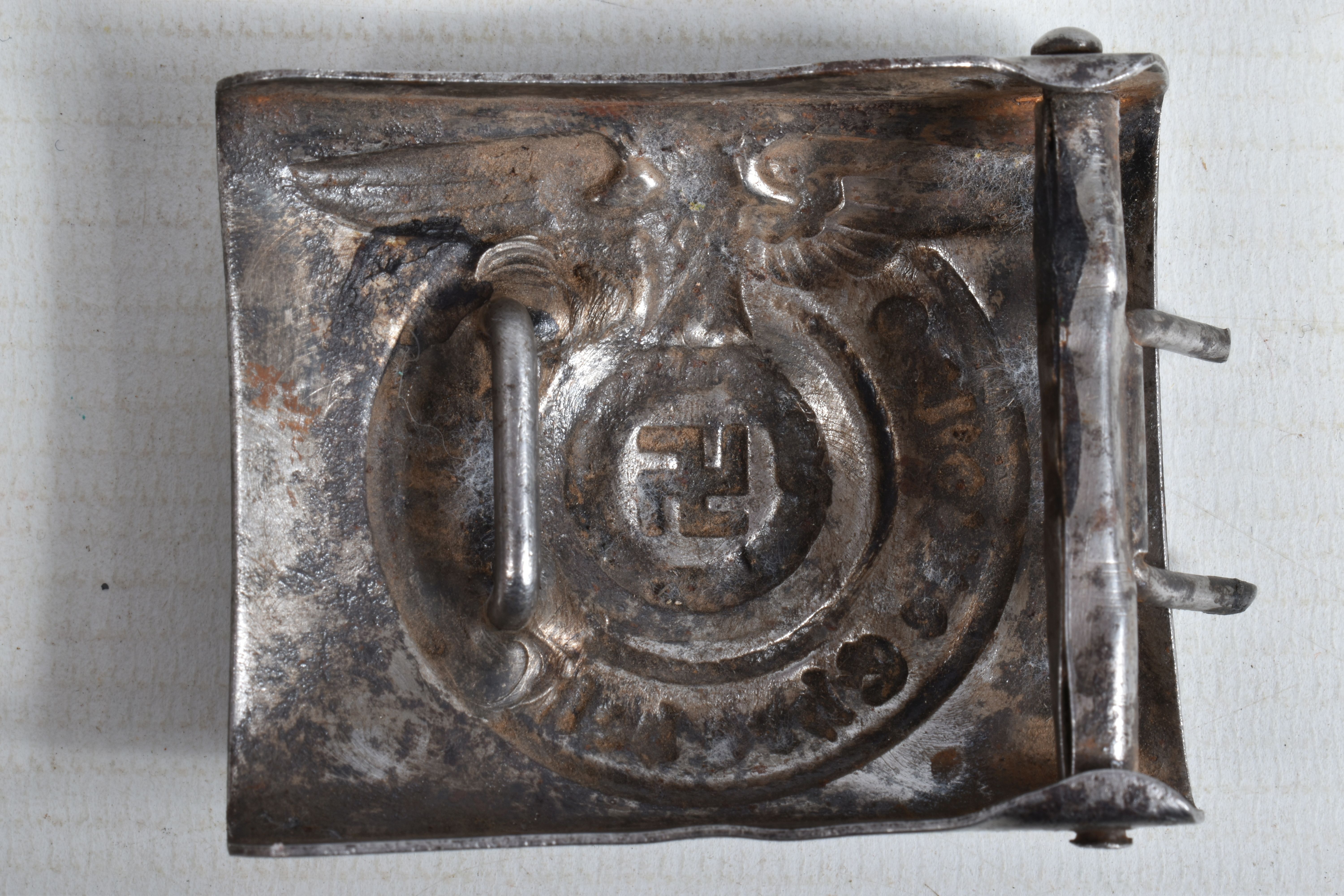 FOUR GERMAN WWII STYLE BELT BUCKLES, these buckles include one Luftwaffe and three SS buckles, the - Image 9 of 11