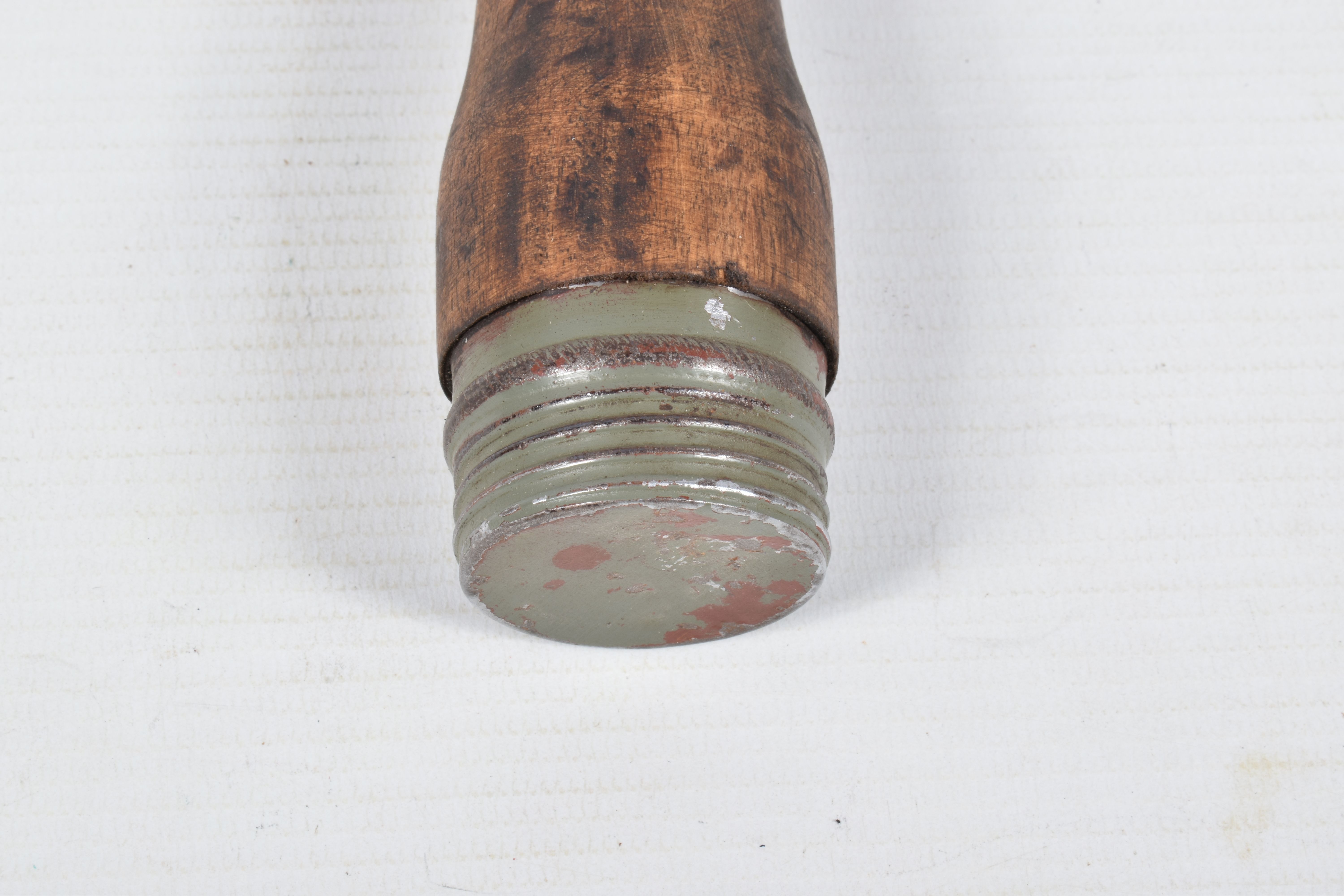 THREE INERT GERMAN STYLE STICK GRENADES, all three have wooden handles, the first has the words - Image 5 of 20