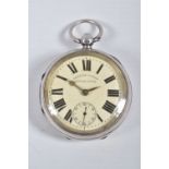 AN EARLY 20TH CENTURY, SILVER OPEN FACE POCKET WATCH, key wound, round white dial signed 'Improved