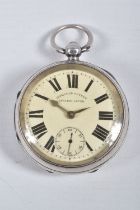 AN EARLY 20TH CENTURY, SILVER OPEN FACE POCKET WATCH, key wound, round white dial signed 'Improved