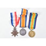 A 1914-15 TRIO OF WWI MEDALS, all three are correctly named to SAPPER 7356 W.H.FOSTER Royal