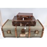 TWO VINTAGE SUITCASES AND A TRAVELLING TRUNK, the trunk was sent to a Dr Fletcher in