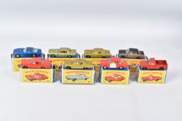 EIGHT BOXED MATCHBOX SERIES DIECAST MODELS, Iso Griffo, No.14, metallic blue body, blue interior,