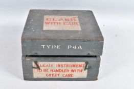 A BOXED BRITISH AIR MINISTRY NAVIGATION COMPASS, the compass has a crown with A.M and the