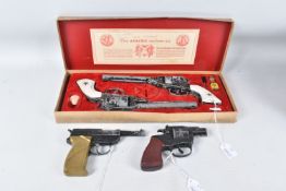 A BOXED BCM OUTLAW CAP GUNS SET, comprising two replica Remington Apache revolvers, both appear