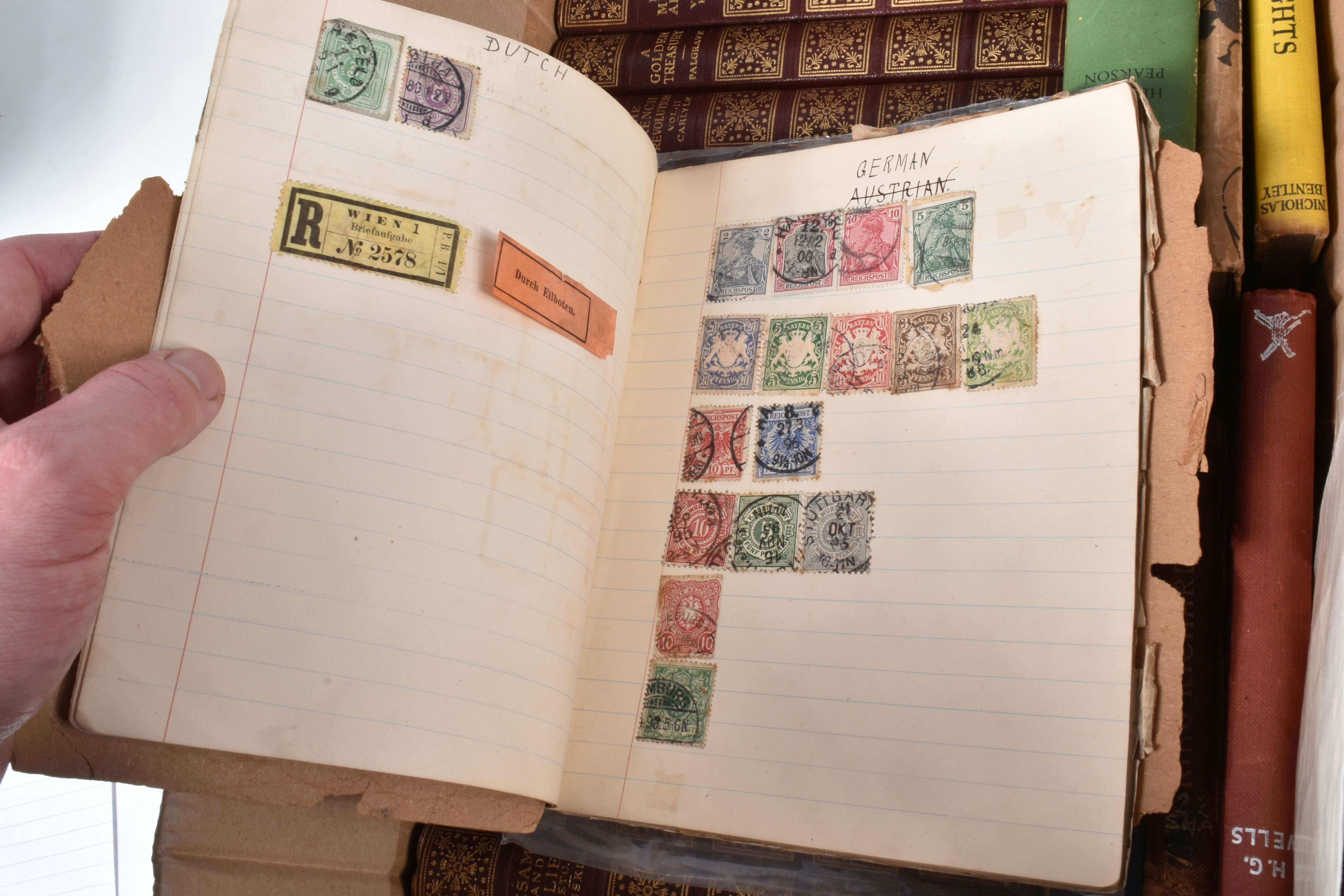 A BOX OF BOOKS AND STAMPS IN ALBUMS AND LOOSE, the books to include a set of twenty ‘John O’ - Image 4 of 16
