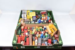 TWO TRAYS OF PLAYWORN DIECAST VEHICLES, to include a Matchbox king size Refuse Truck, No. 15
