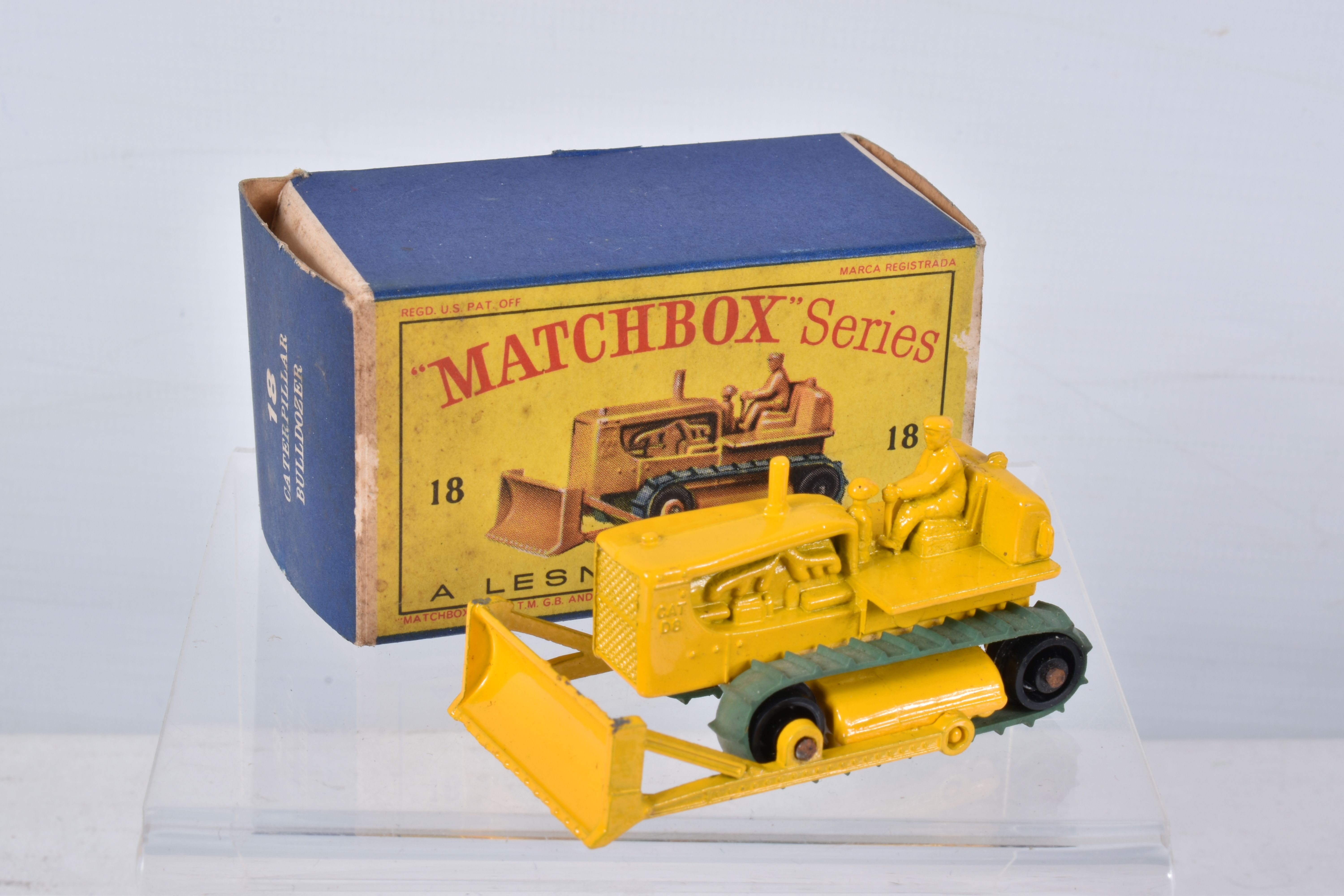 FOUR BOXED MATCHBOX SERIES DIECAST CONSTRUCTION VEHICLES, Caterpillar Bulldozer, No.18, green - Image 2 of 25