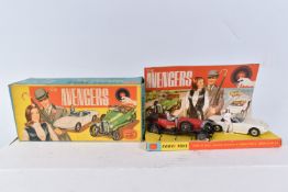 A BOXED CORGI TOYS 'THE AVENGERS' GIFT SET, No.40, appears complete with John Steed's red and