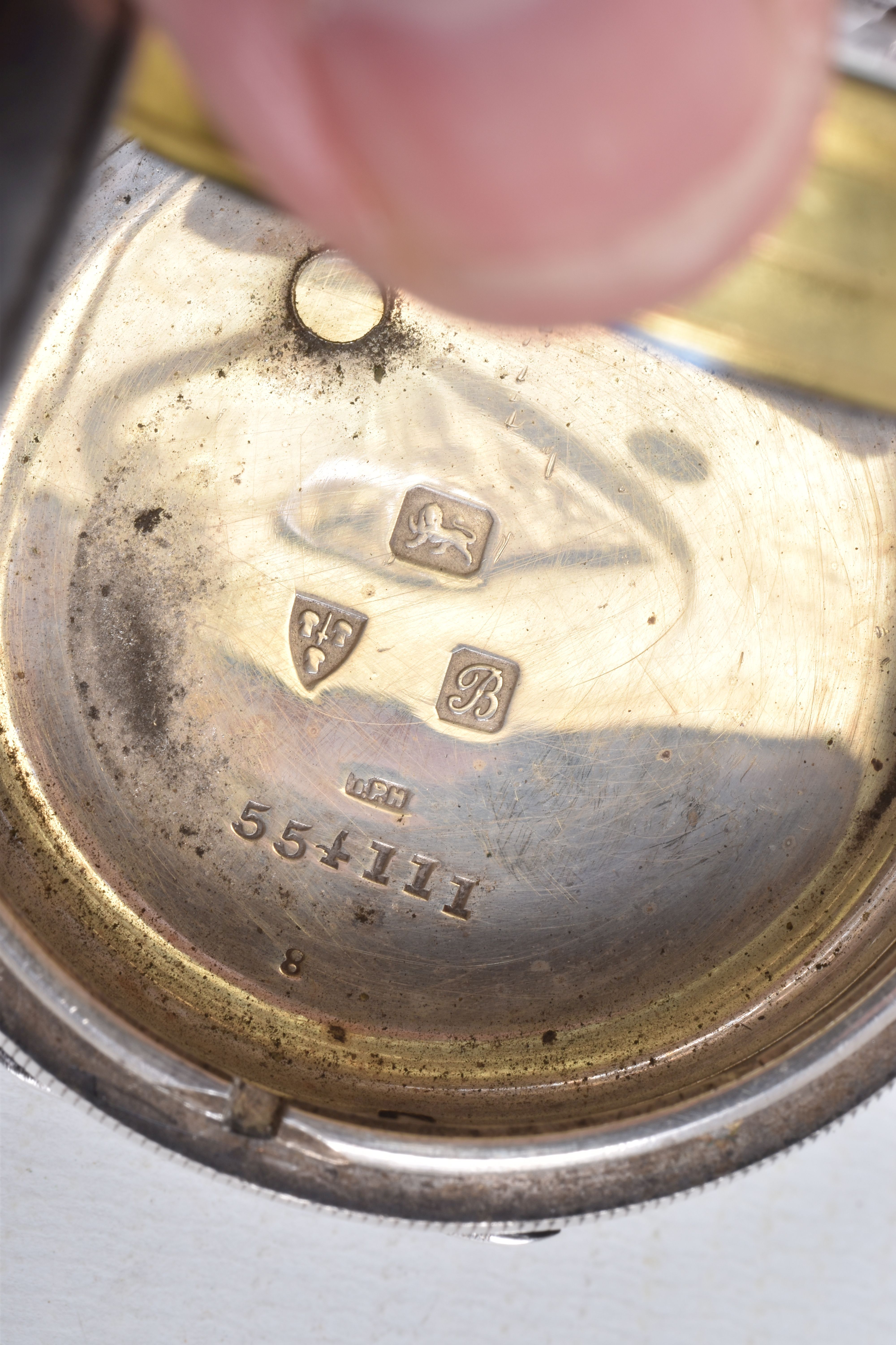 AN EARLY 20TH CENTURY, SILVER OPEN FACE POCKET WATCH, key wound, round white dial signed 'Improved - Image 7 of 8
