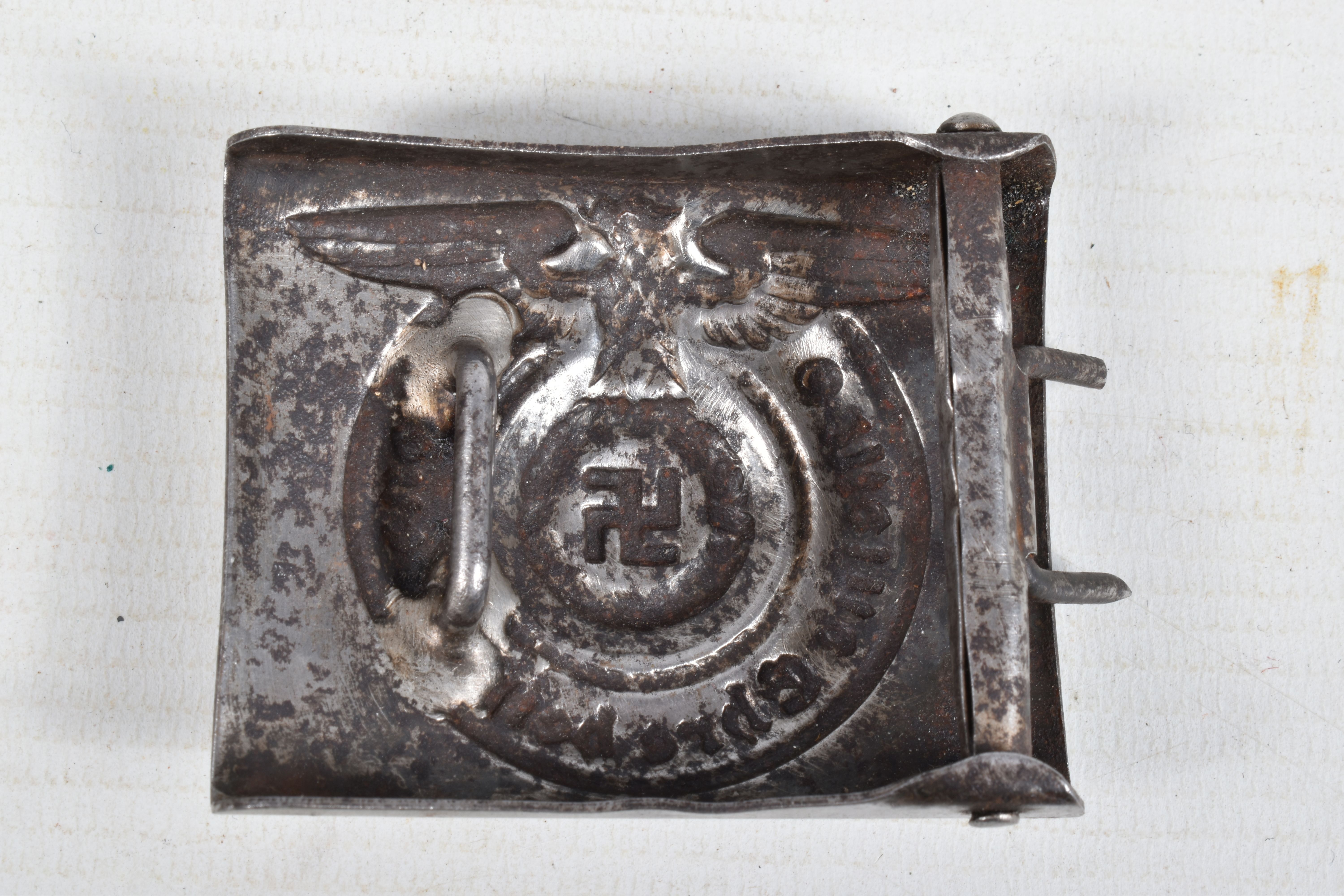 FOUR GERMAN WWII STYLE BELT BUCKLES, these buckles include one Luftwaffe and three SS buckles, the - Image 4 of 11