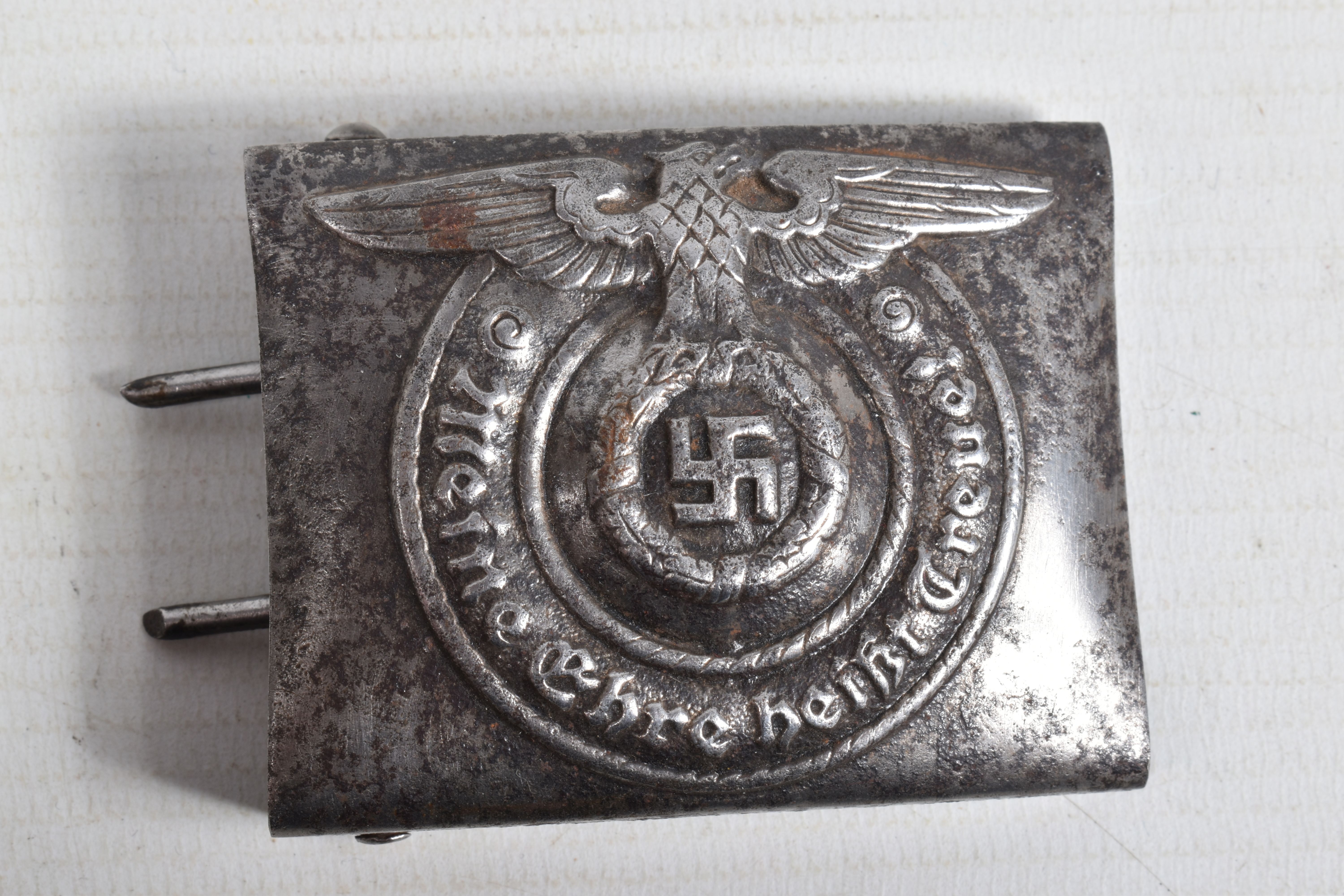 FOUR GERMAN WWII STYLE BELT BUCKLES, these buckles include one Luftwaffe and three SS buckles, the - Image 8 of 11