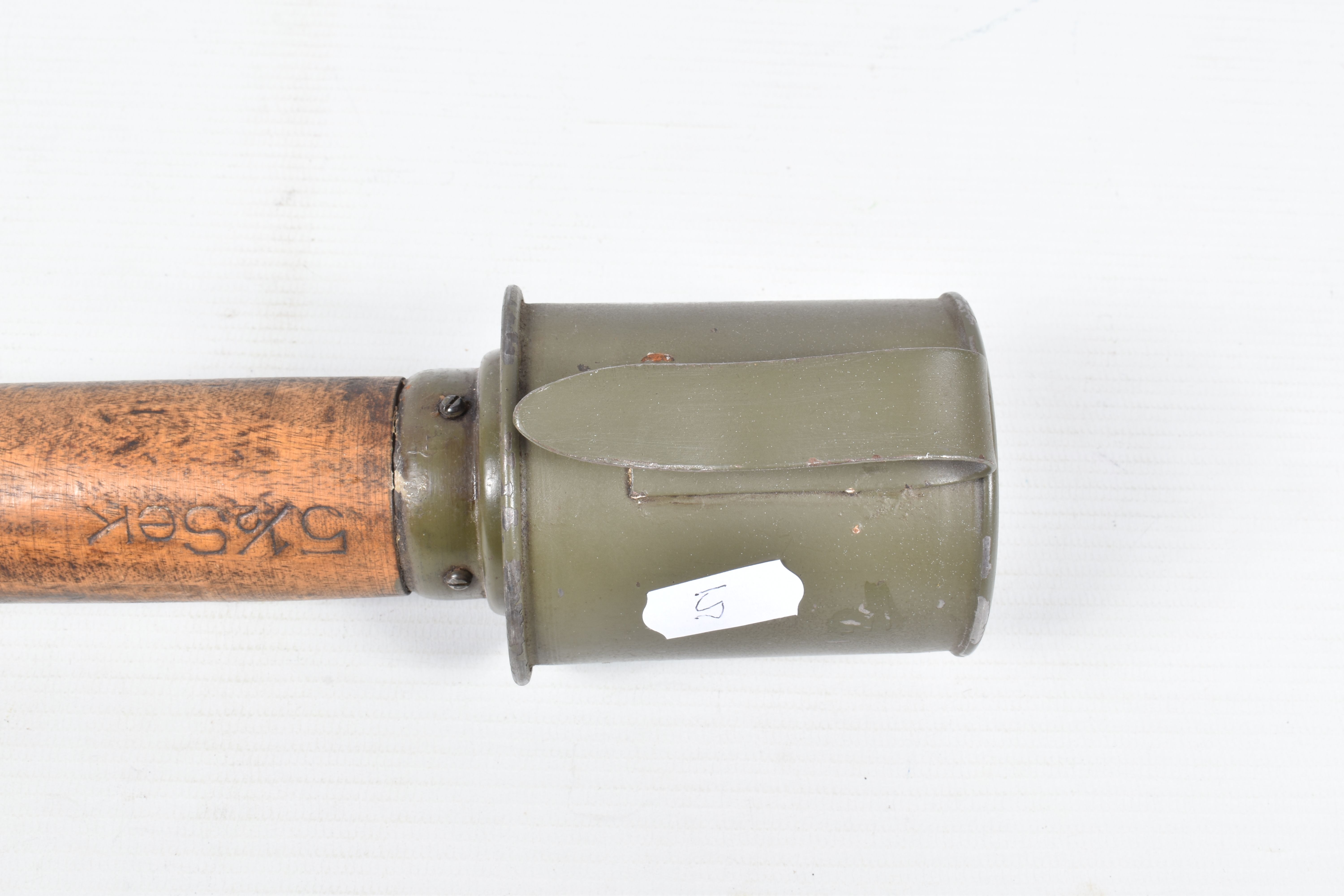 THREE INERT GERMAN STYLE STICK GRENADES, all three have wooden handles, the first has the words - Image 10 of 20