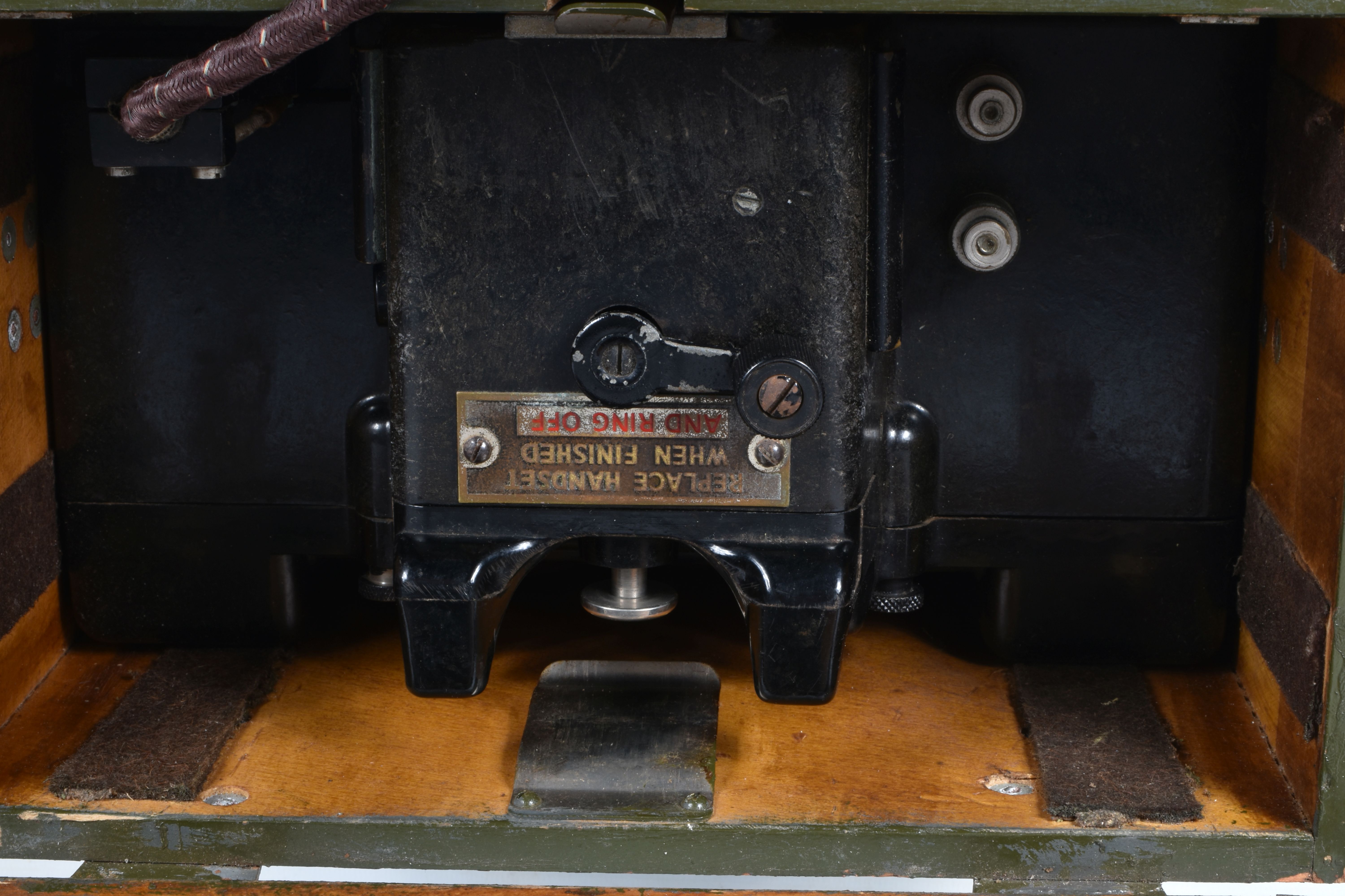 A WWI 1918 TELESCOPE AND LENS, post WWII field telephone and a reproduction shooting chair, the - Image 4 of 22