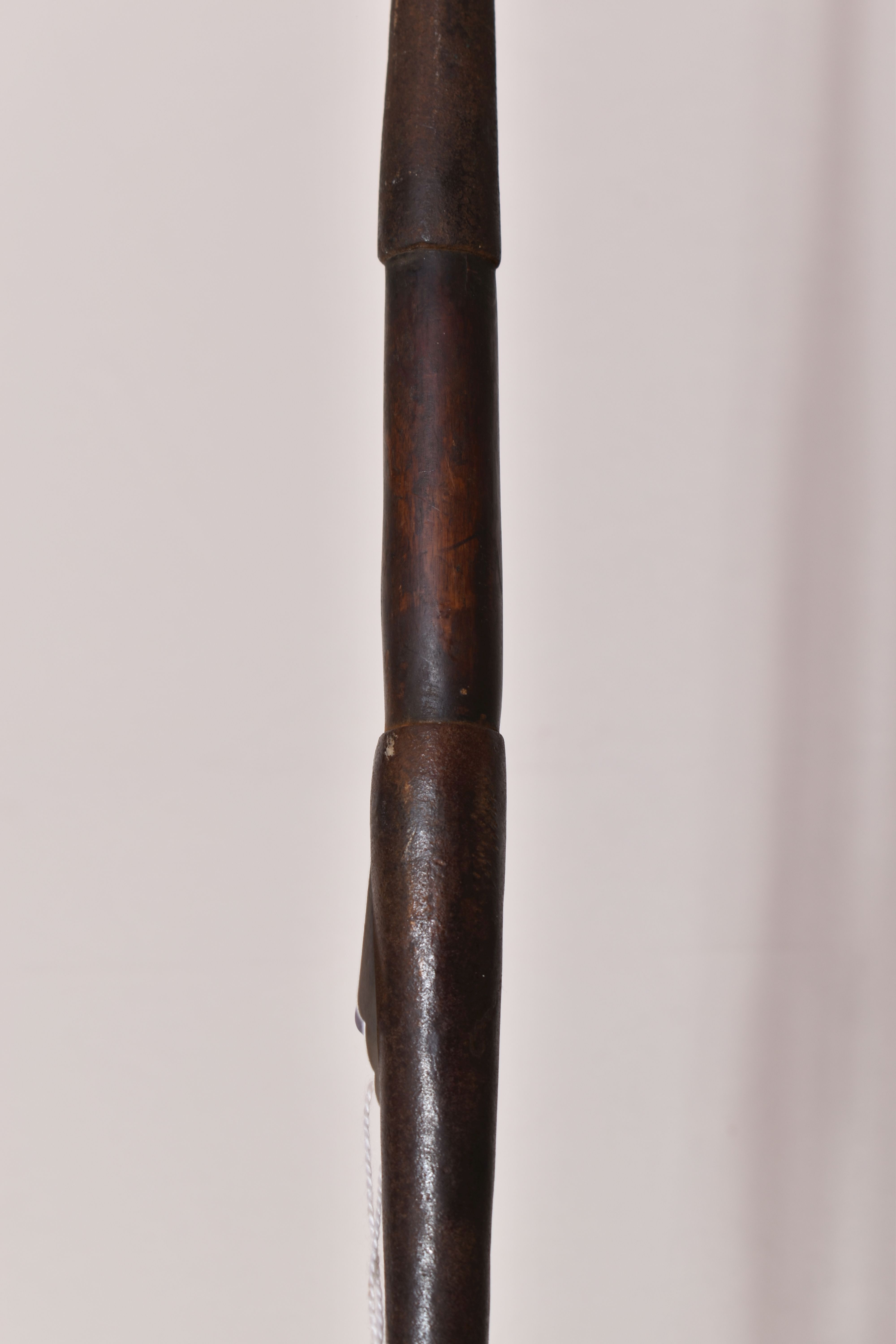 THREE TRIBAL HUNTING SPEARS, the first features a wooden shaft and a grooved arrow shaped steel tip, - Image 5 of 9